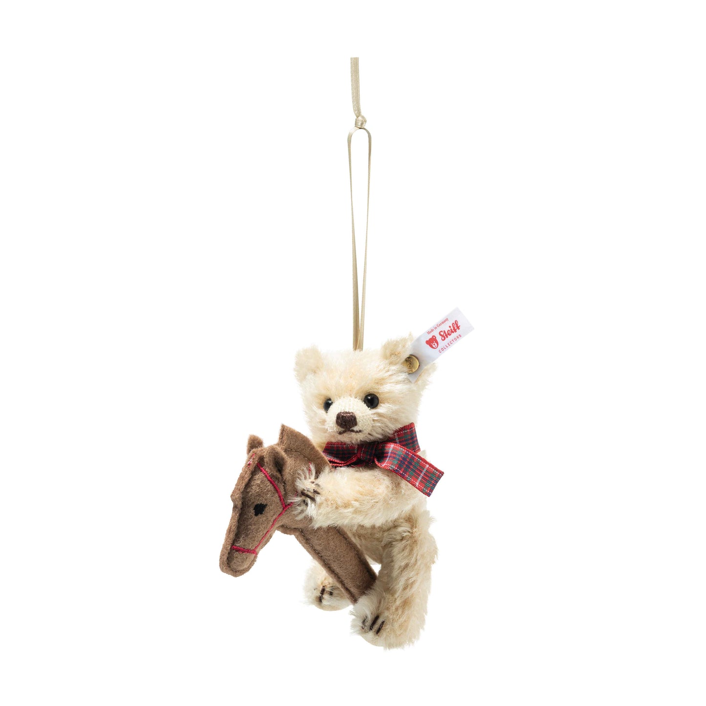 Steiff 007651 Teddybär Ornament auf Steckenpferd limitiert 2000 11 cm