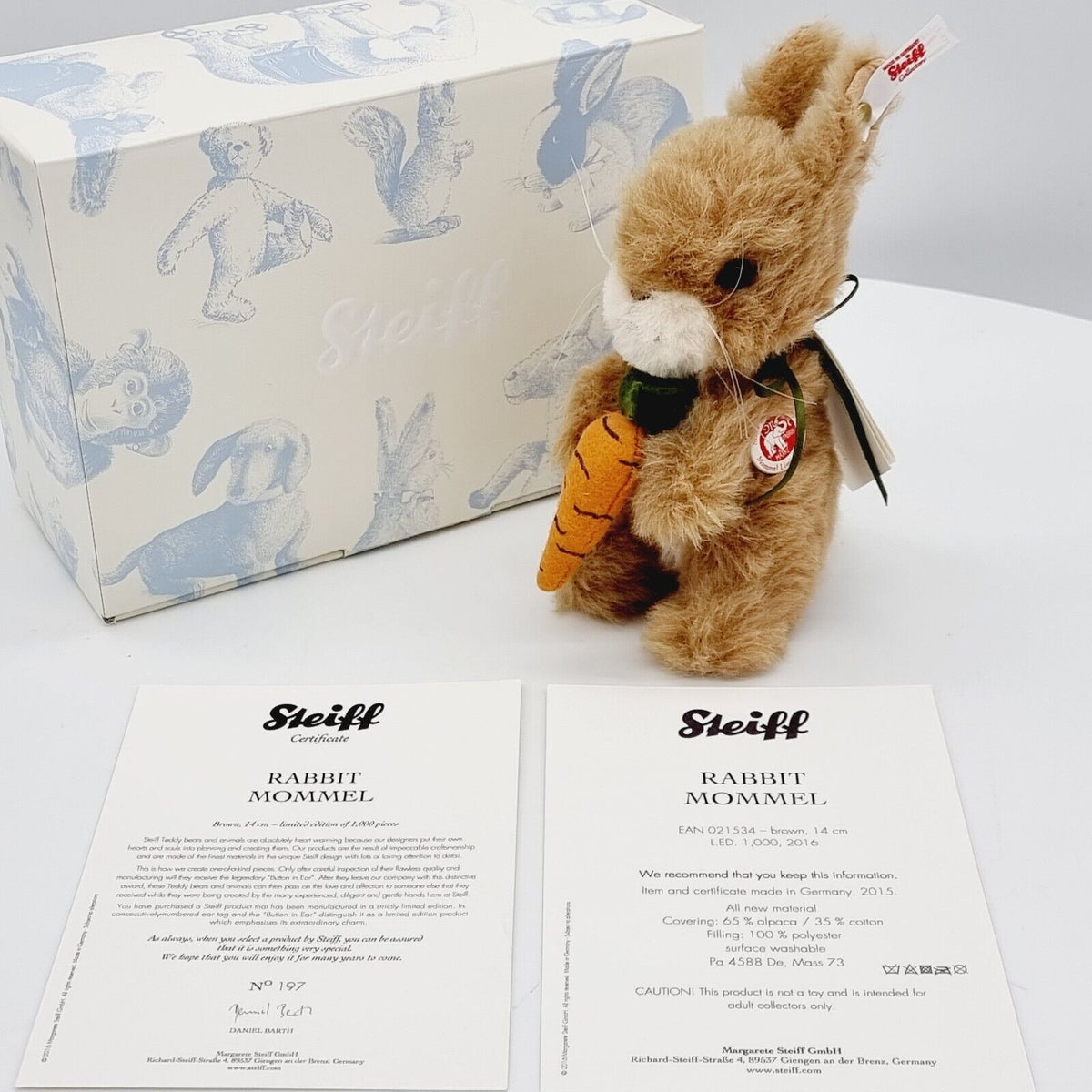 Steiff 021534 Hase Mommel limitiert 1000 aus 2016 14 cm Alpaca