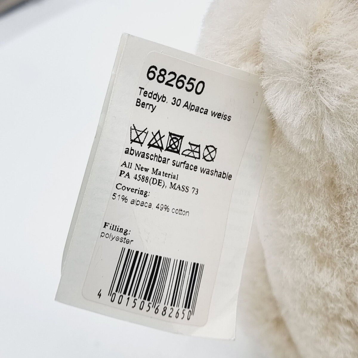 Nr. 19! Steiff 682650 Berry Teddybär Alpaca Swarovski weiß 30 cm