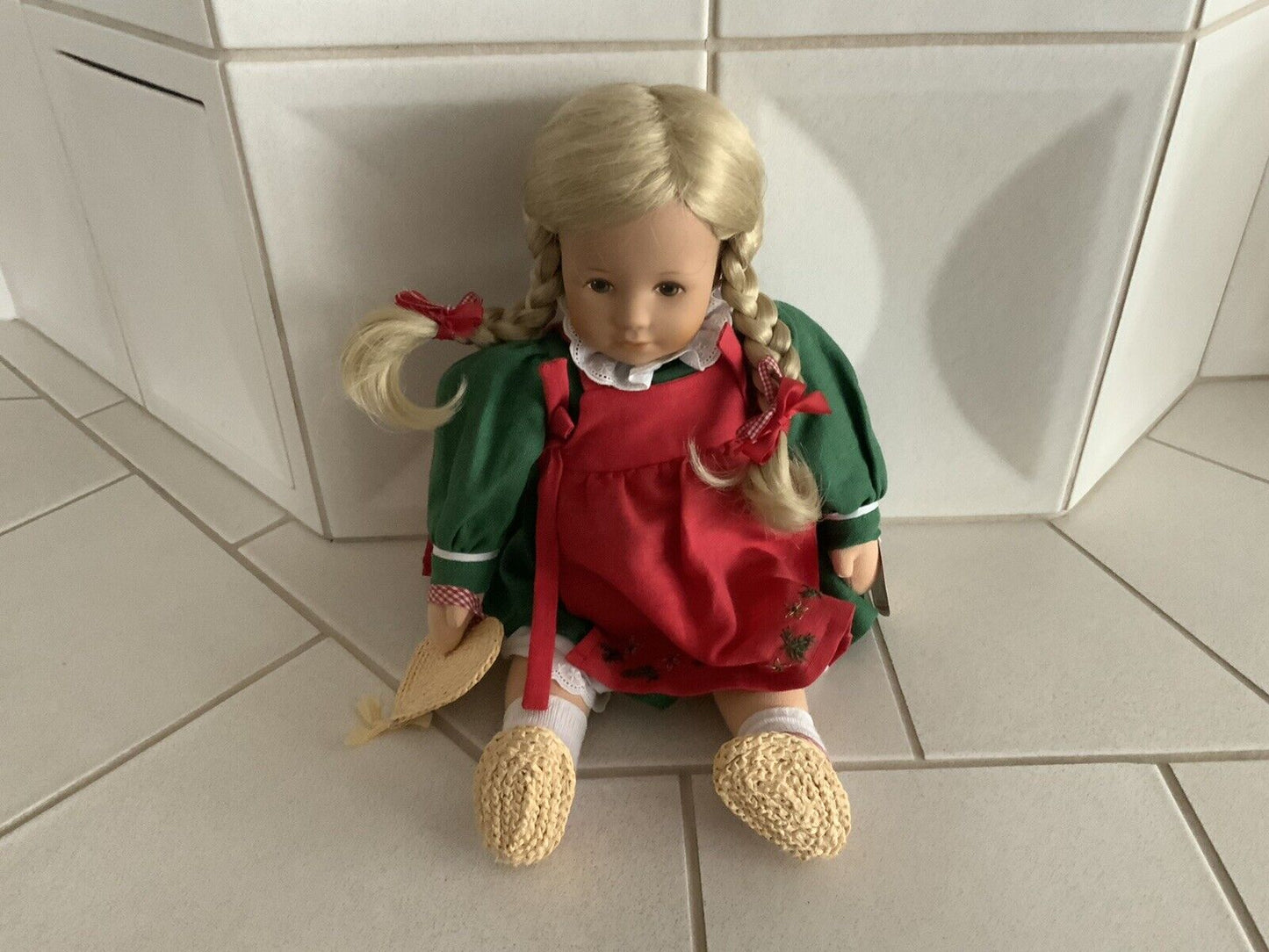 Käthe Kruse Puppe Glückskind mit Herz aus Stroh 37 cm - Rarität für Sammler