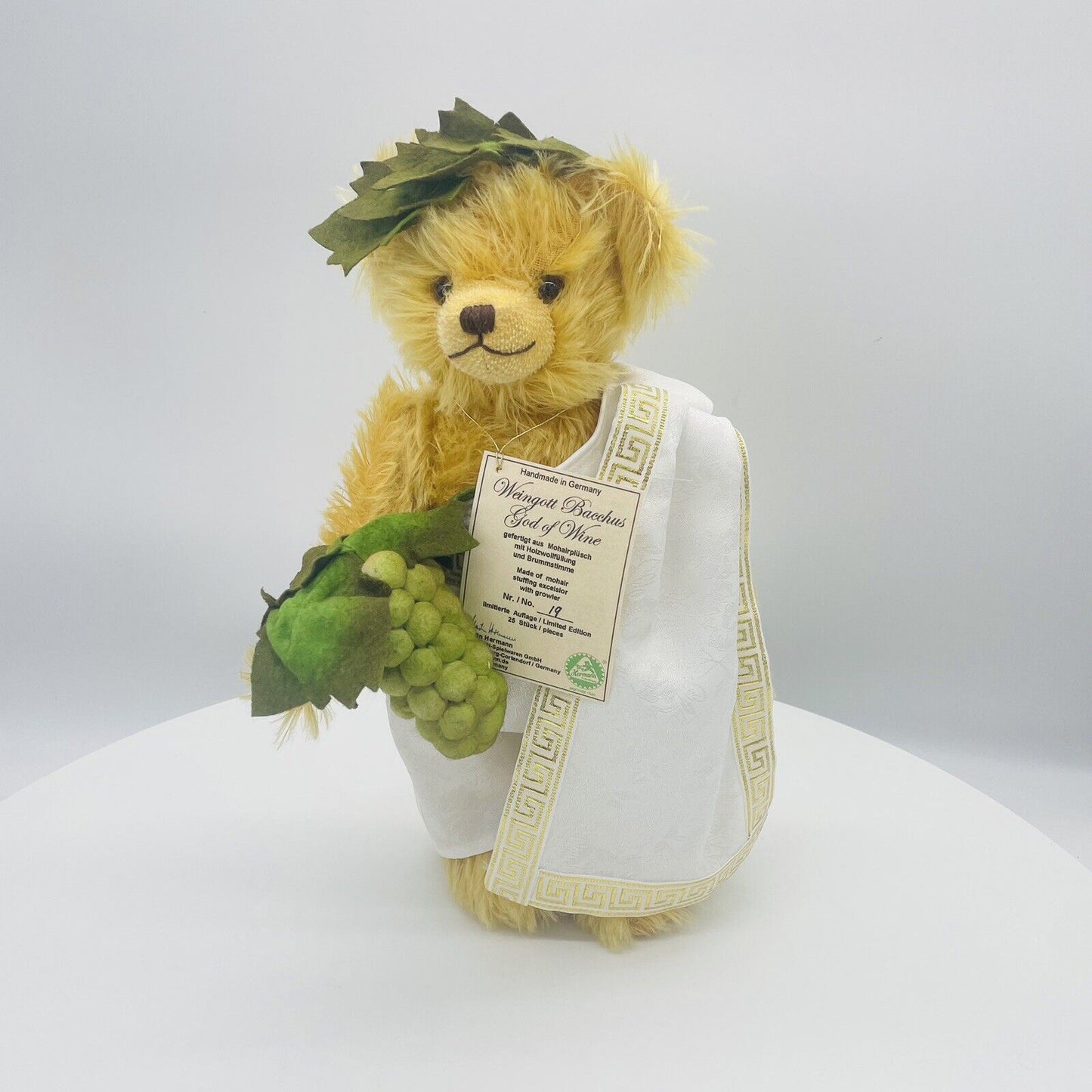 Hermann Coburg Teddybär Weingott Bacchus limitiert 25 34cm Mohair