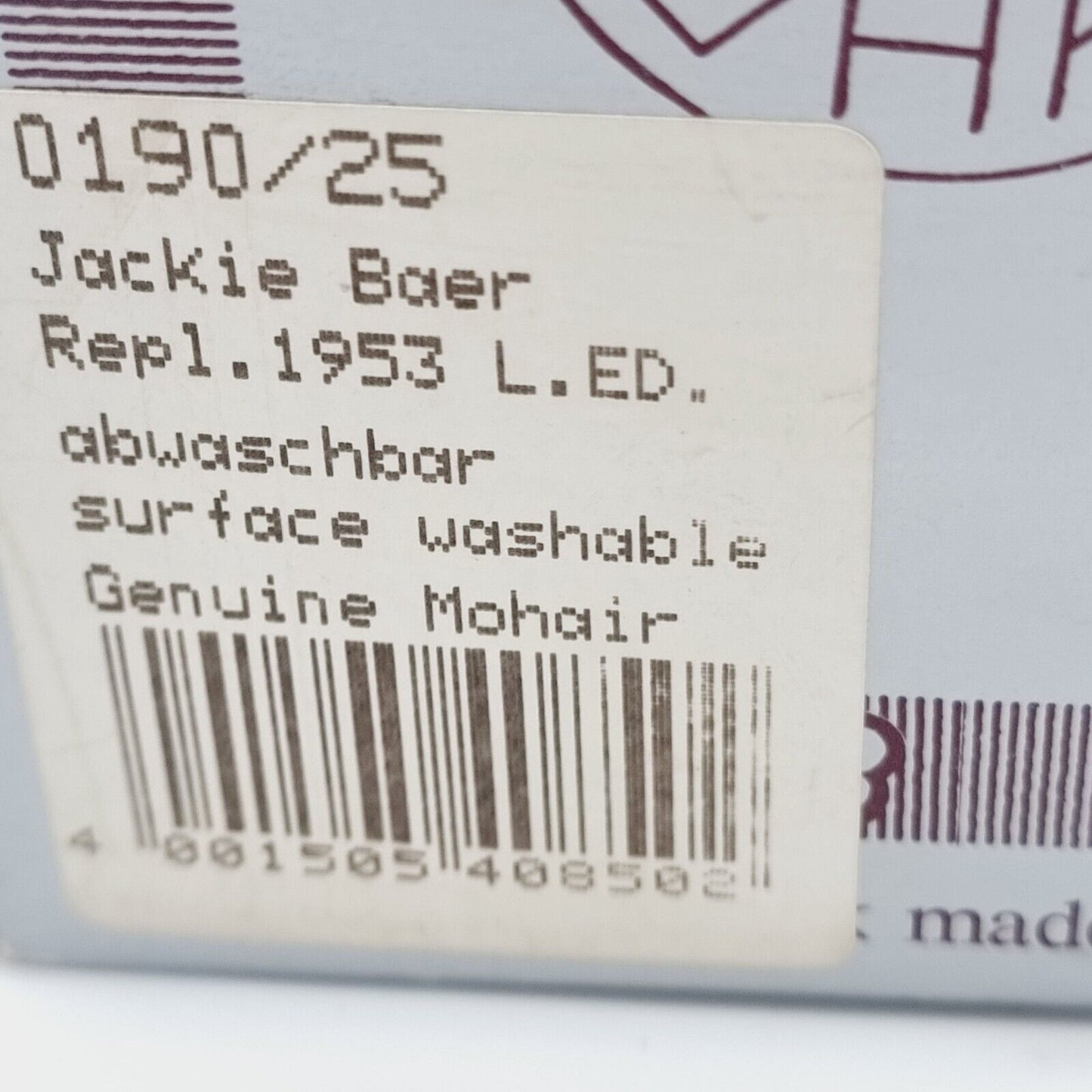 0190/25 Steiff Teddybär Jackie Replika Jubiläumsbär 1953 limitiert 25 cm