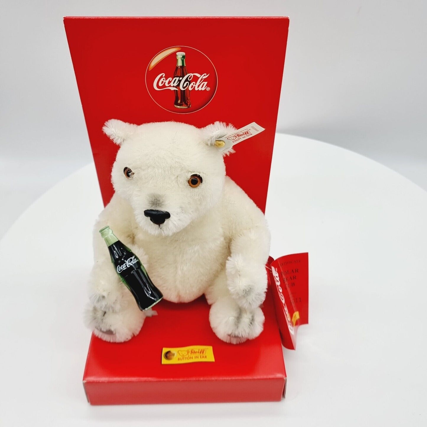 Steiff 666032 Coca-Cola Polar Bear Cub weiß mit roter OVP limitiert Jahr 2000
