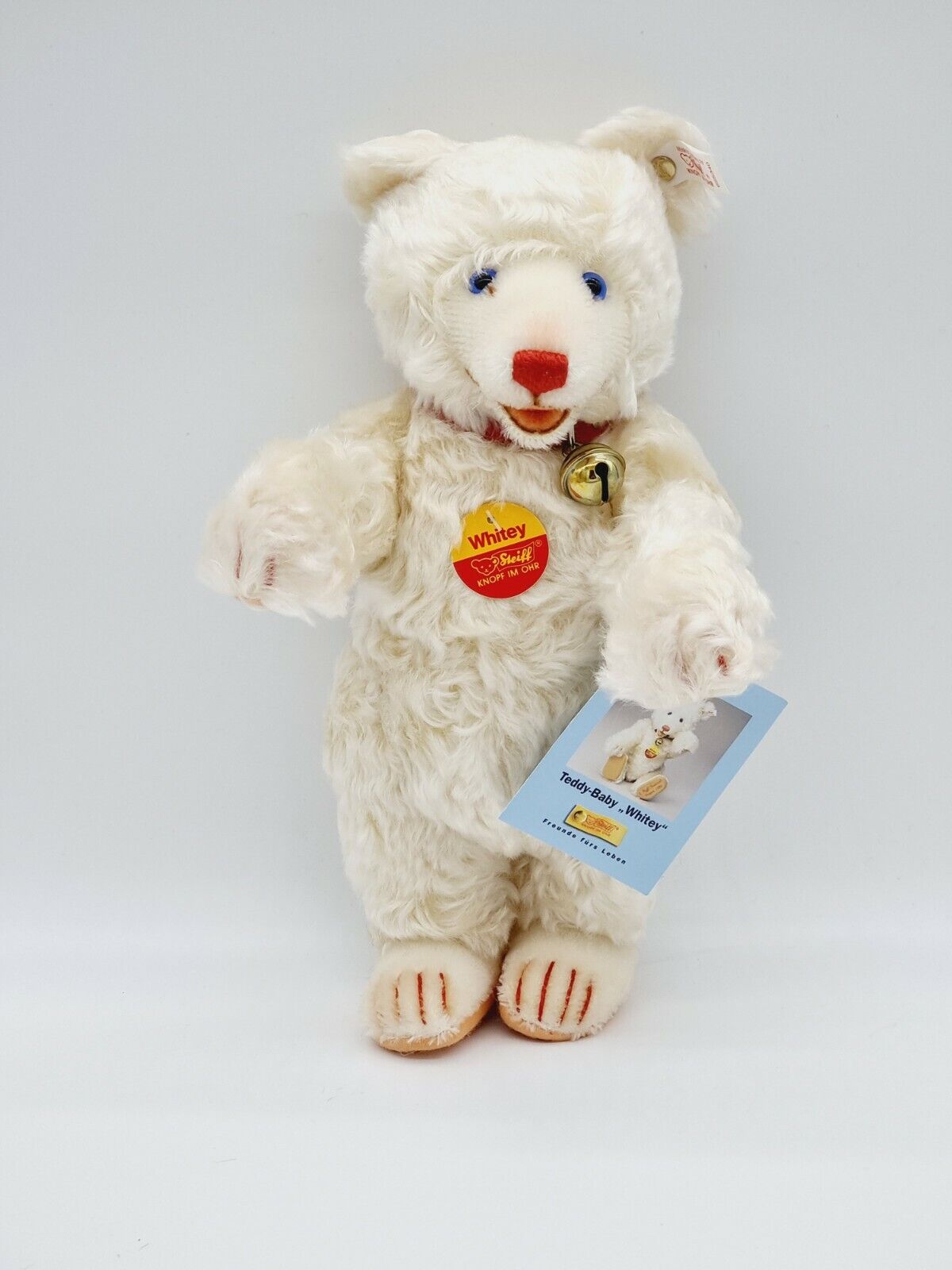 Nummer 00001 - Steiff Teddybär Baby Whitey 29 cm 655340 Zertifikat Festival 1998