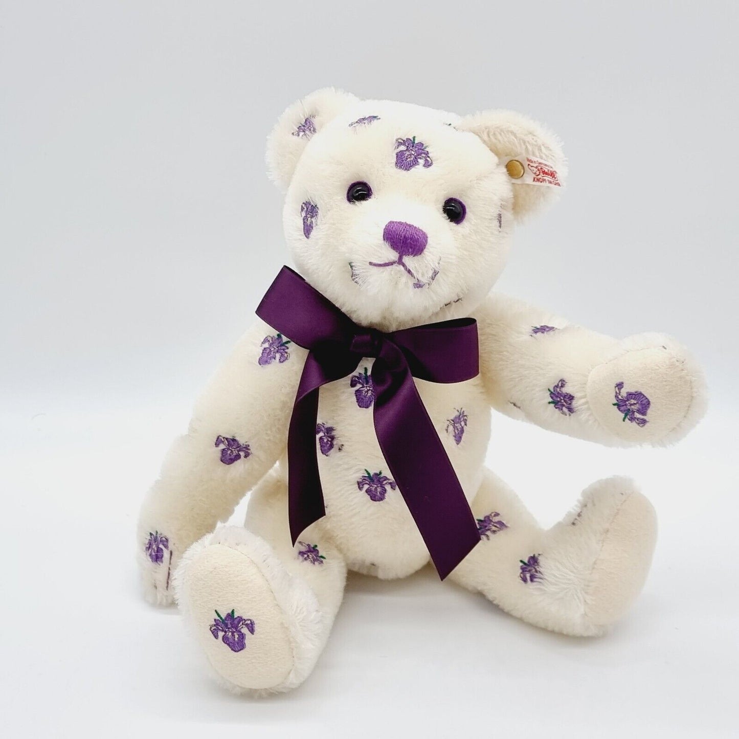 Steiff Iris Teddybär EAN 682384 Blumenbestickung 33 cm Mohair imitiert