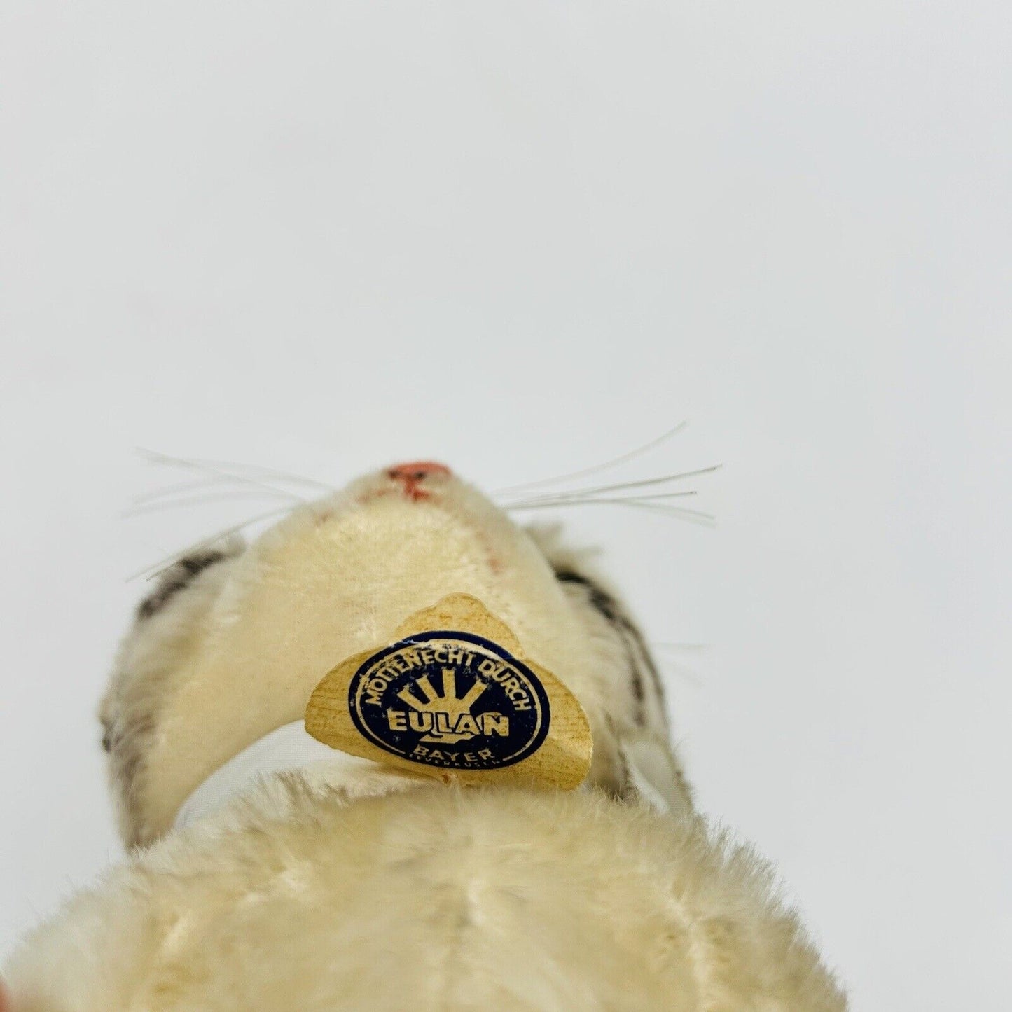 Steiff 3322,2 Katze Susi 22 cm 1949 - 1958 Mohair weiß-grau sitzend Brustschild