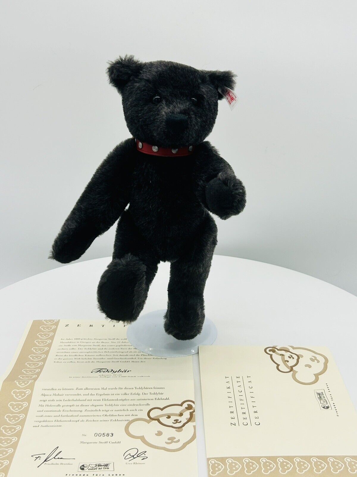 Steiff 038150 Teddybär mit rotem Halsband schwarz 32 cm limitiert 3000 Exemplare
