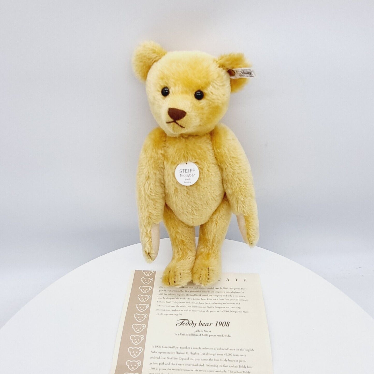 Steiff 406751 Teddybär 1908 gelb 35 cm limitiert 3000 Exemplare Jahr 2006
