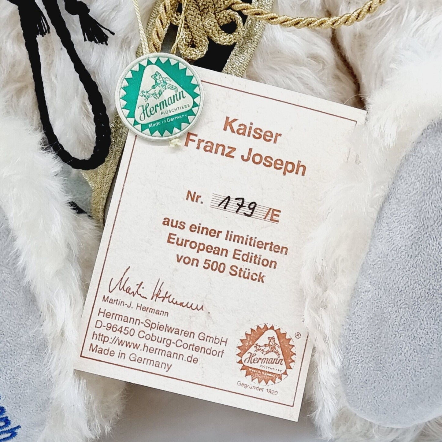 Hermann Coburg 19621-9 Teddybär Kaiser Franz Joseph limitiert 500 40 cm Mohair