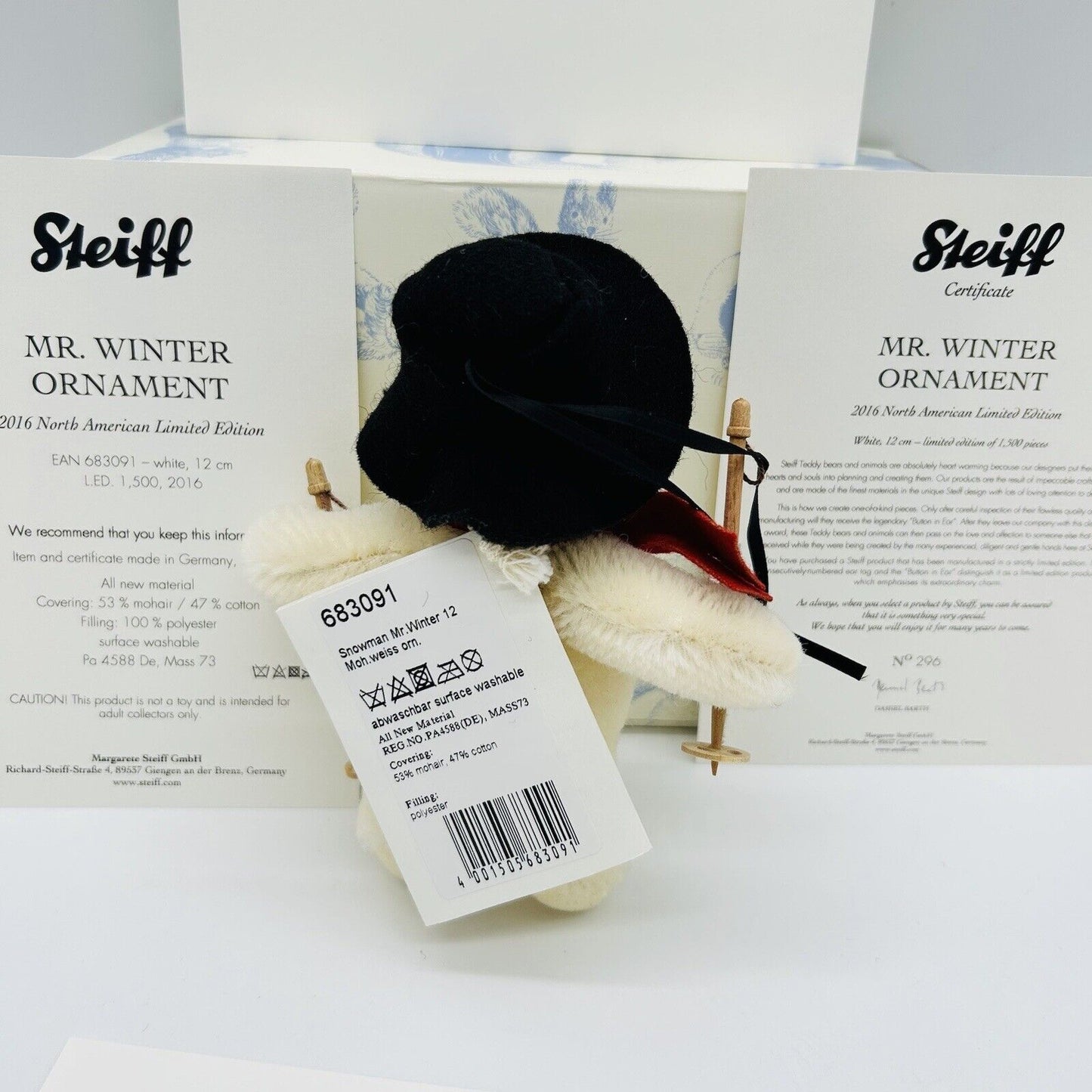 Steiff 683091 Ornament Schneemann Mr. Winter North America limitiert 1500 12 cm