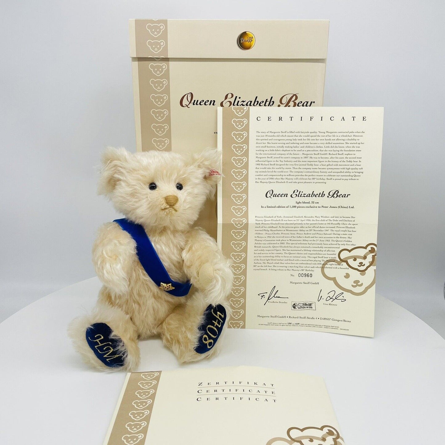 Steiff Teddybär Queen Elizabeth 80. Geburtstag 662140 limitiert 1500 Peter Jones