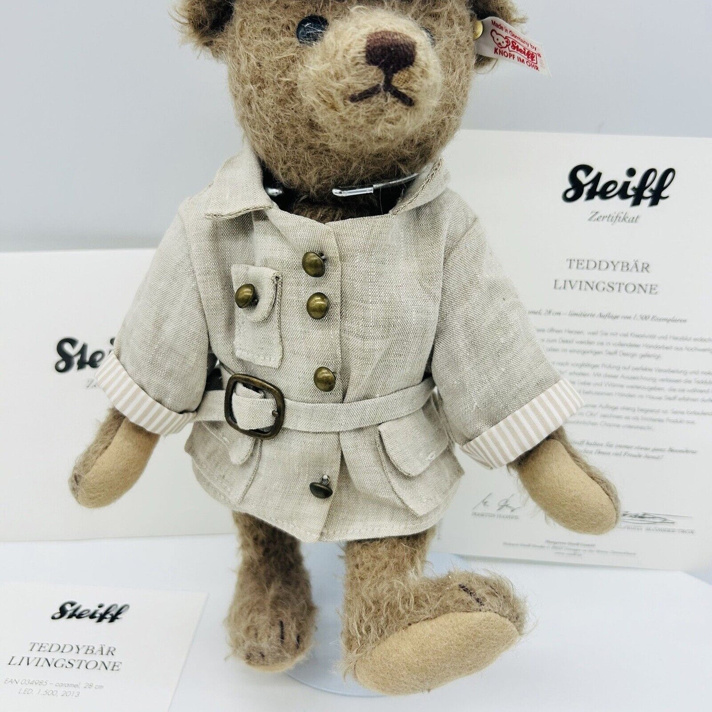 Steiff 034985 Teddybär Livingstone limitiert 1500 aus 2013 28 cm Mohair