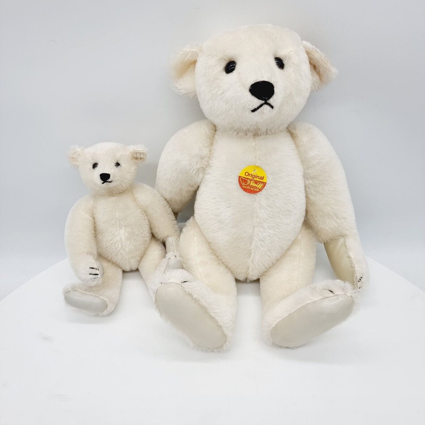Steiff Eisbär Set weiß B-Ware mit blankem Knopf ohne Fahne