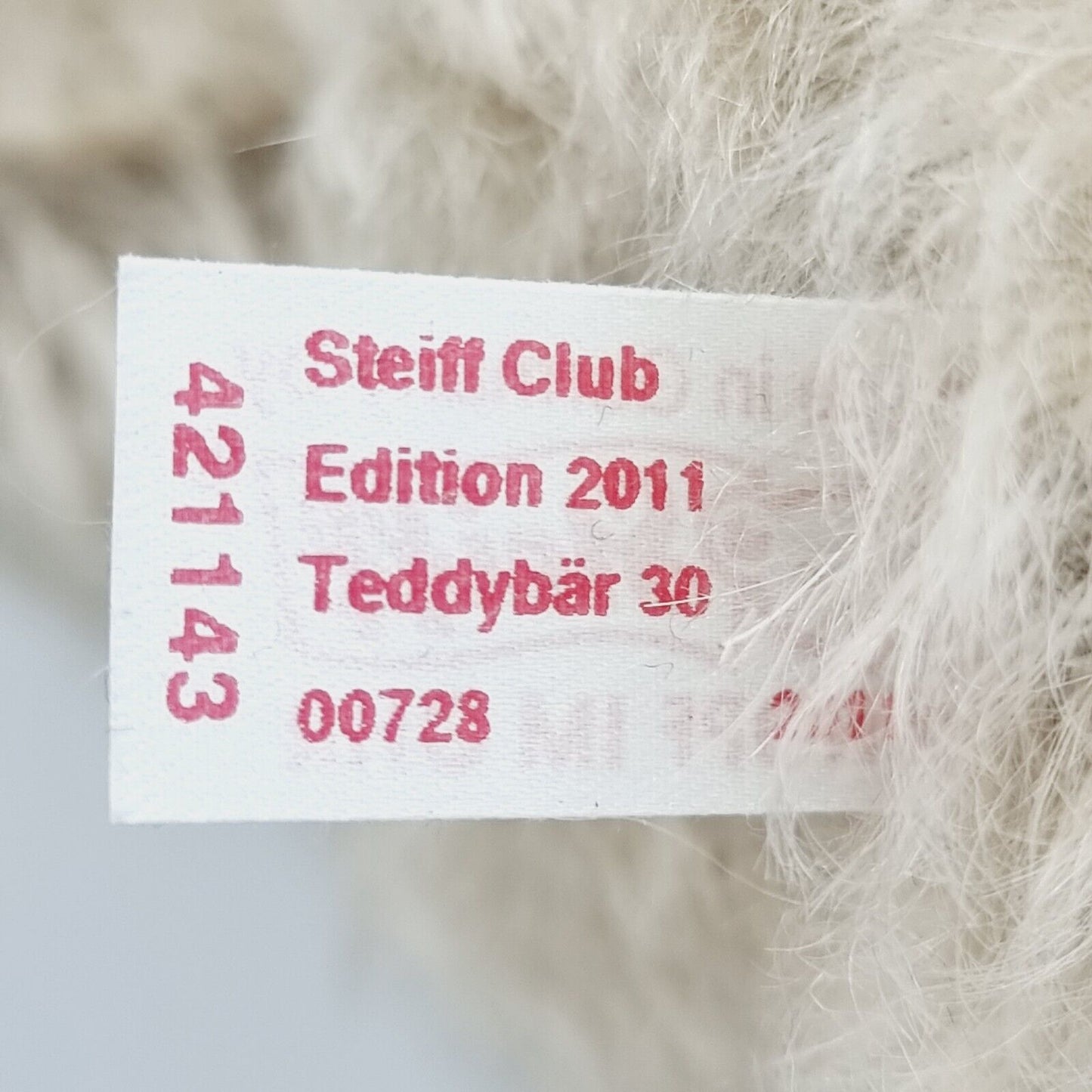 Steiff 421143 Club Teddybär Jahresedition 2011 limitiert 2011 30cm Mohair