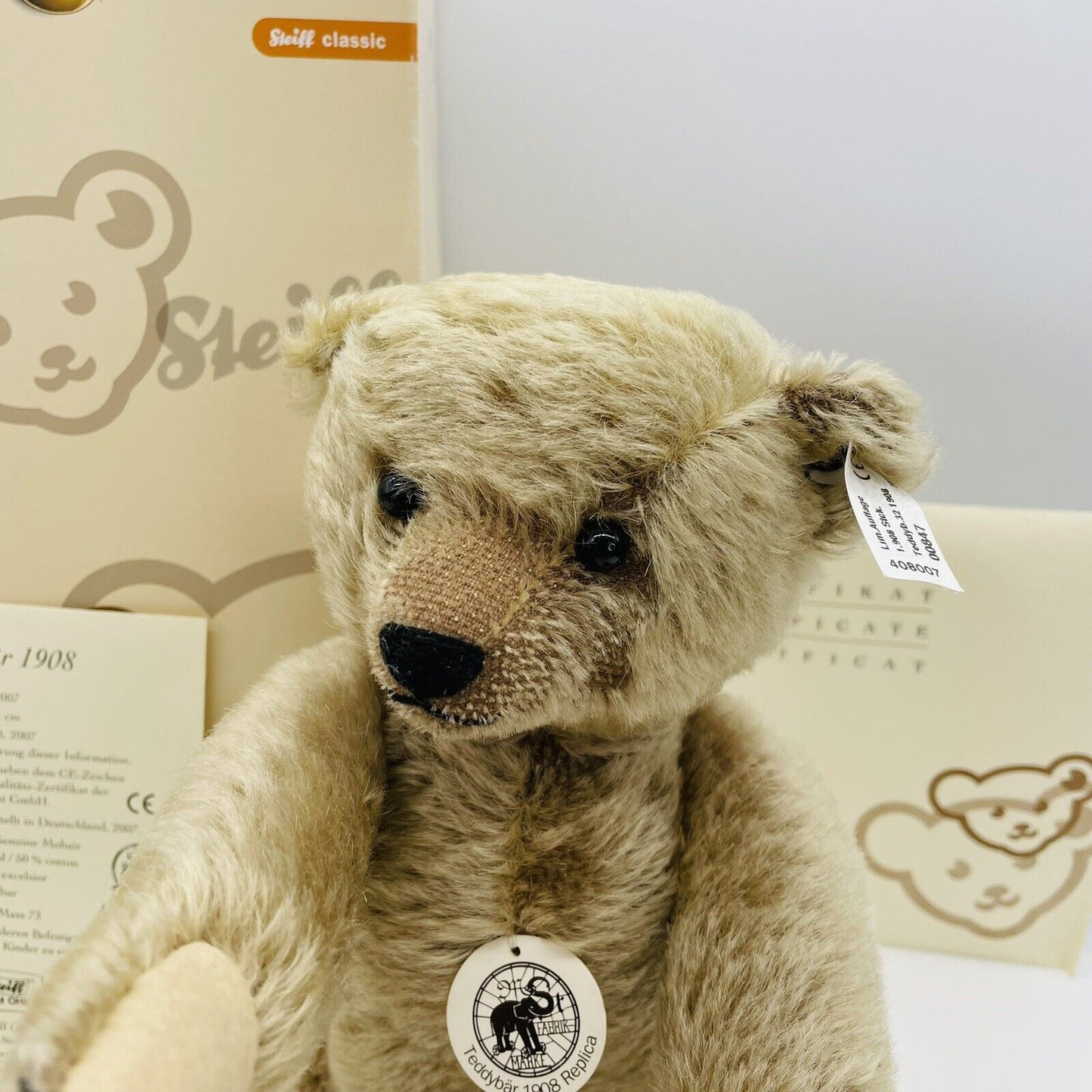Steiff Teddybär 1908 Replica 408007 limitiert 1908 aus 2007 32cm Mohair