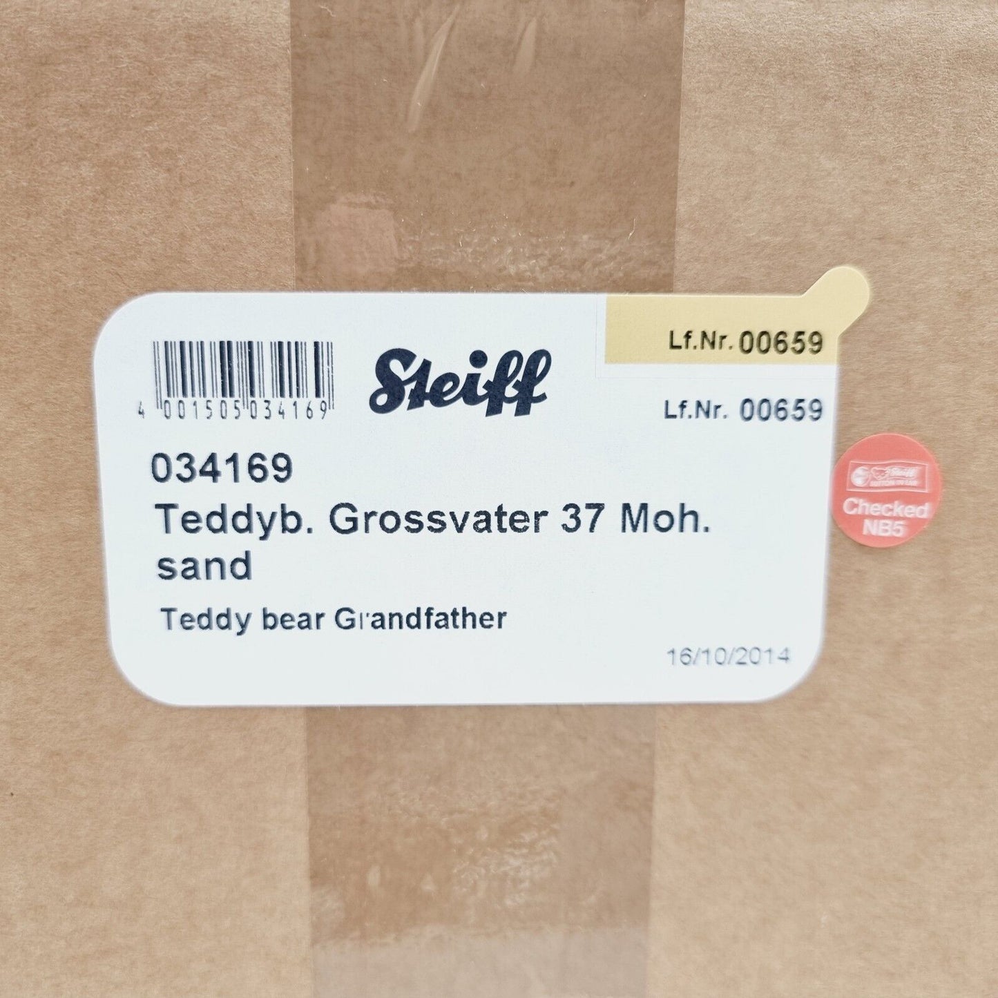 Steiff 034169 Teddybär Großvater 37 cm limitiert auf 1500 Exemplare Jahr 2014