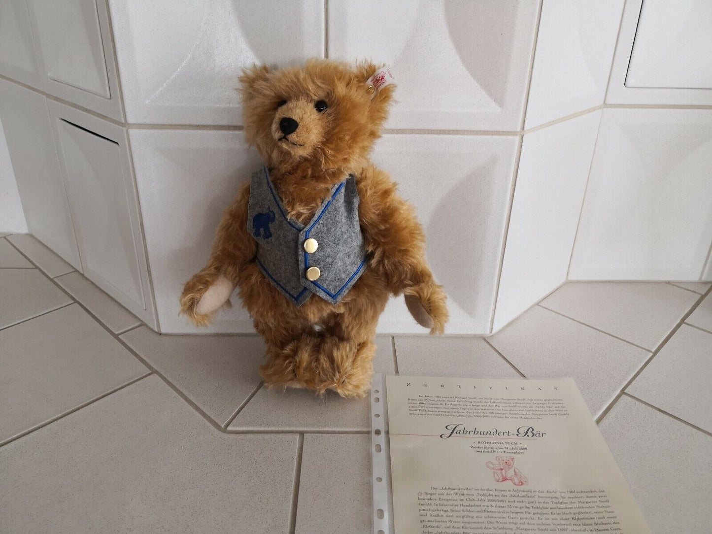 Steiff Teddy Jahrhundert Bär 2000 420221 neuwertig limitiert 33 cm Zertifikat