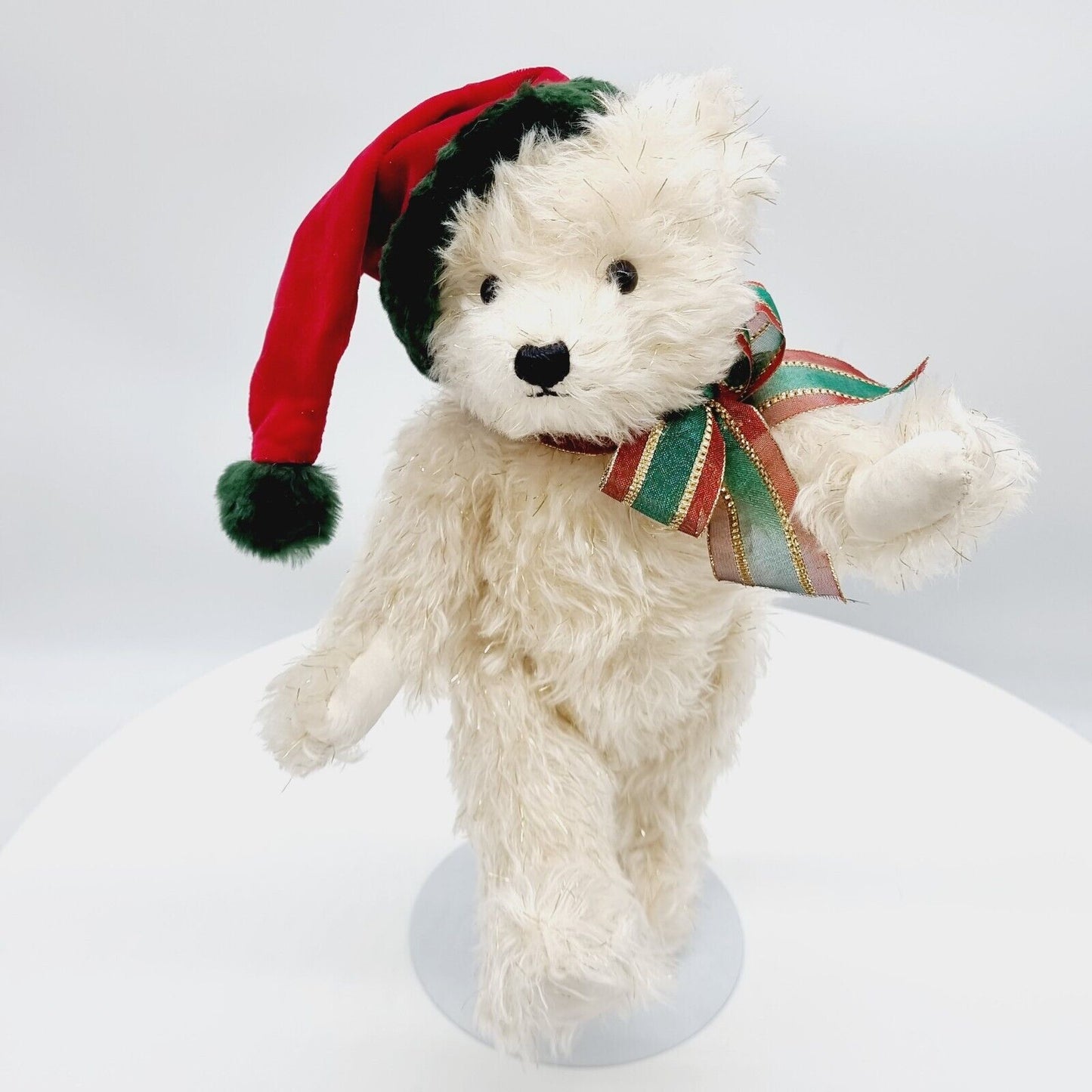 Teddy Hermann Weihnachtsteddybär mit Aufziehspielwerk weiß-gold 34 cm