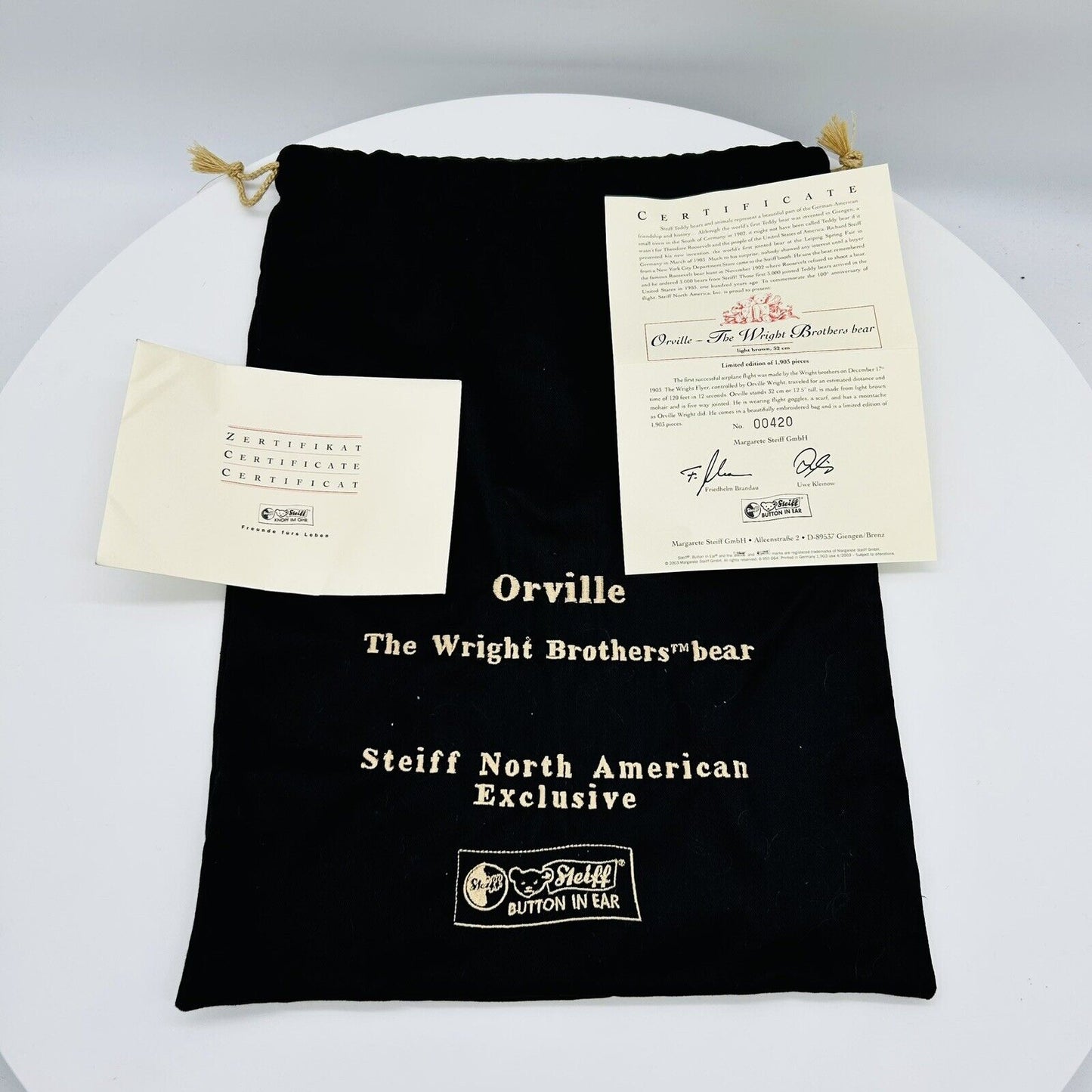 Steiff Teddybär Orville The Wright Brothers Bear 667022 limitiert 1903 Mohair