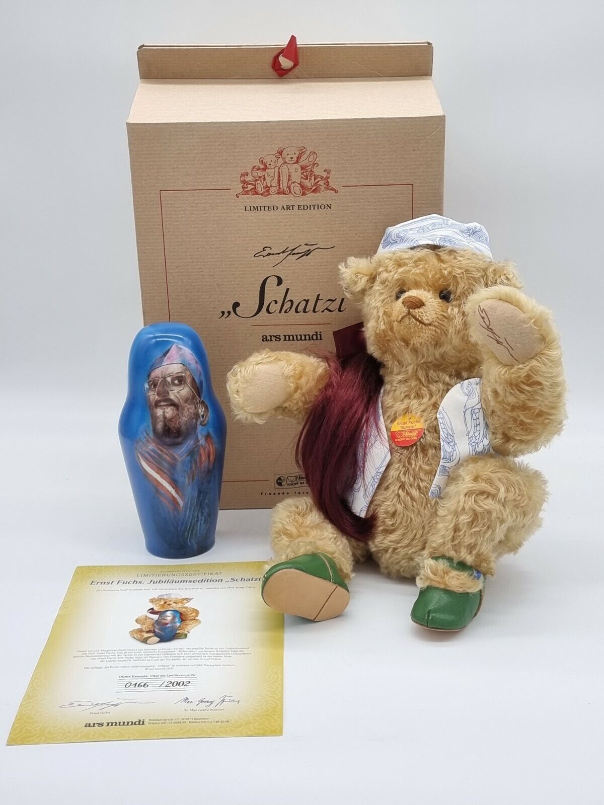 Steiff Teddybär Ernst Fuchs Schatzi Ars Mundi EAN 994609 Zertifikat OVP L.E.D