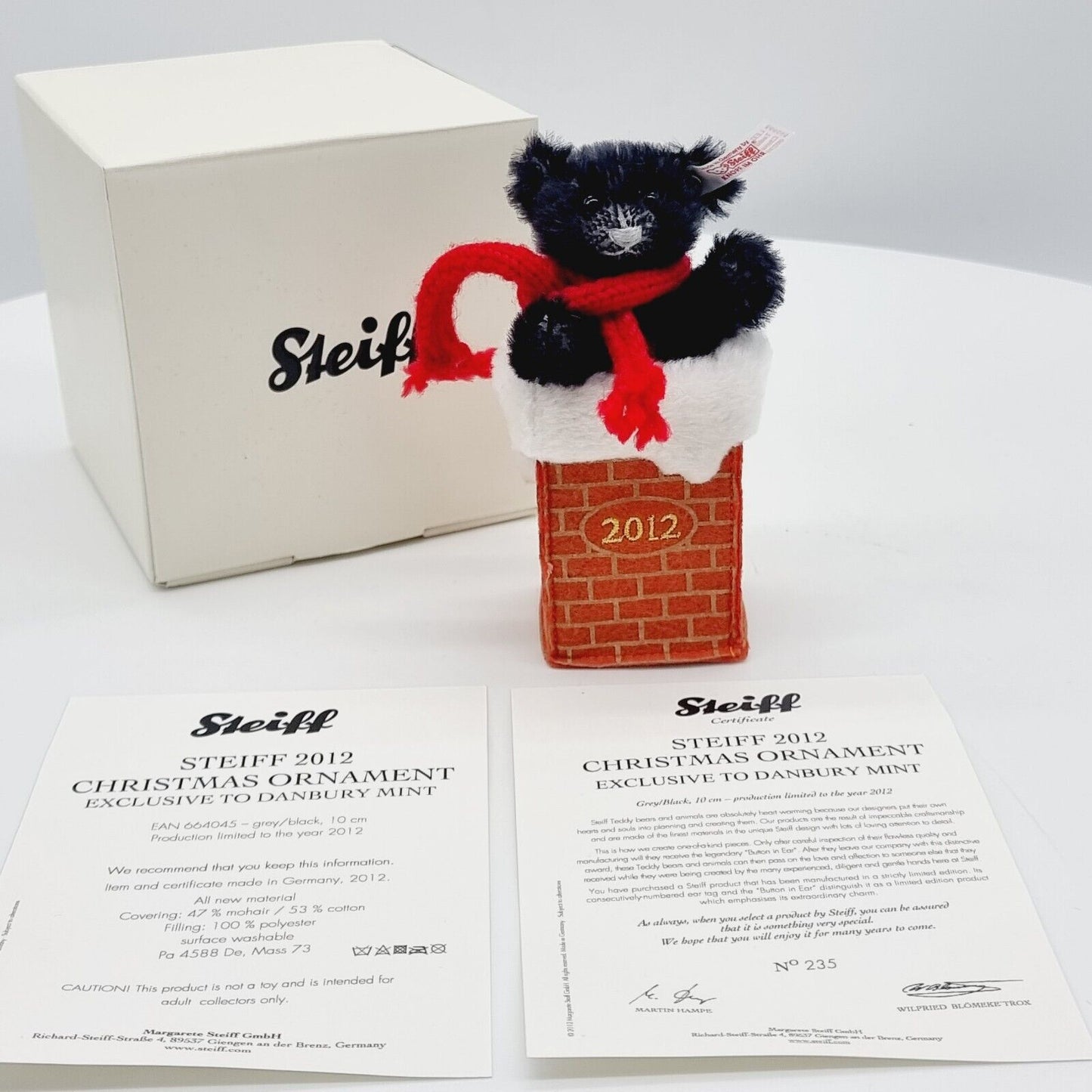 Steiff 664045 Weihnachtsornament 10 cm exklusiv für Danbury Mint 2012