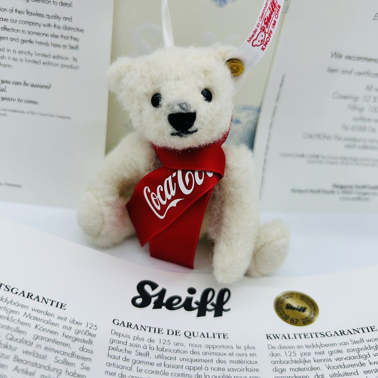 Steiff 355318 Teddybär Ornament Coca Cola limitiert 2000 aus 2014 10 cm