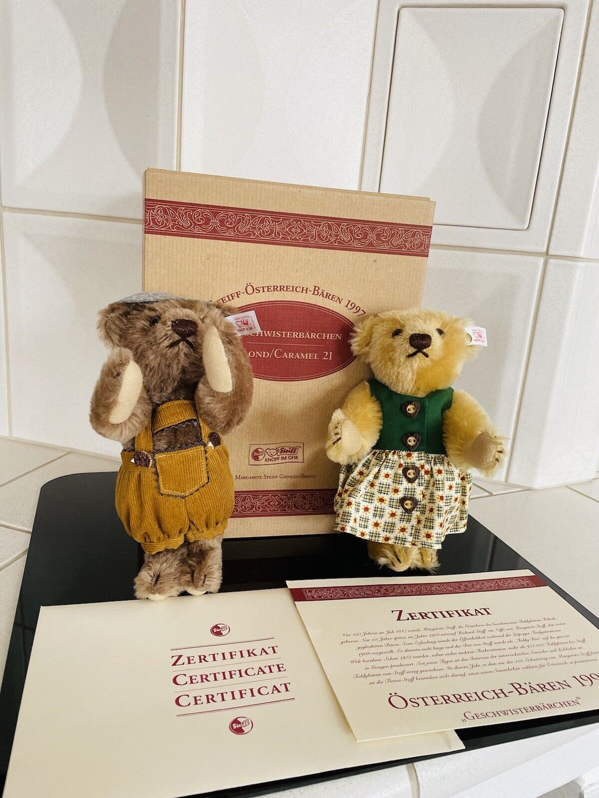 STEIFF Teddybär EAN 659911 Geschwisterbärchen 21 cm OVP Sammler 1997 limitiert