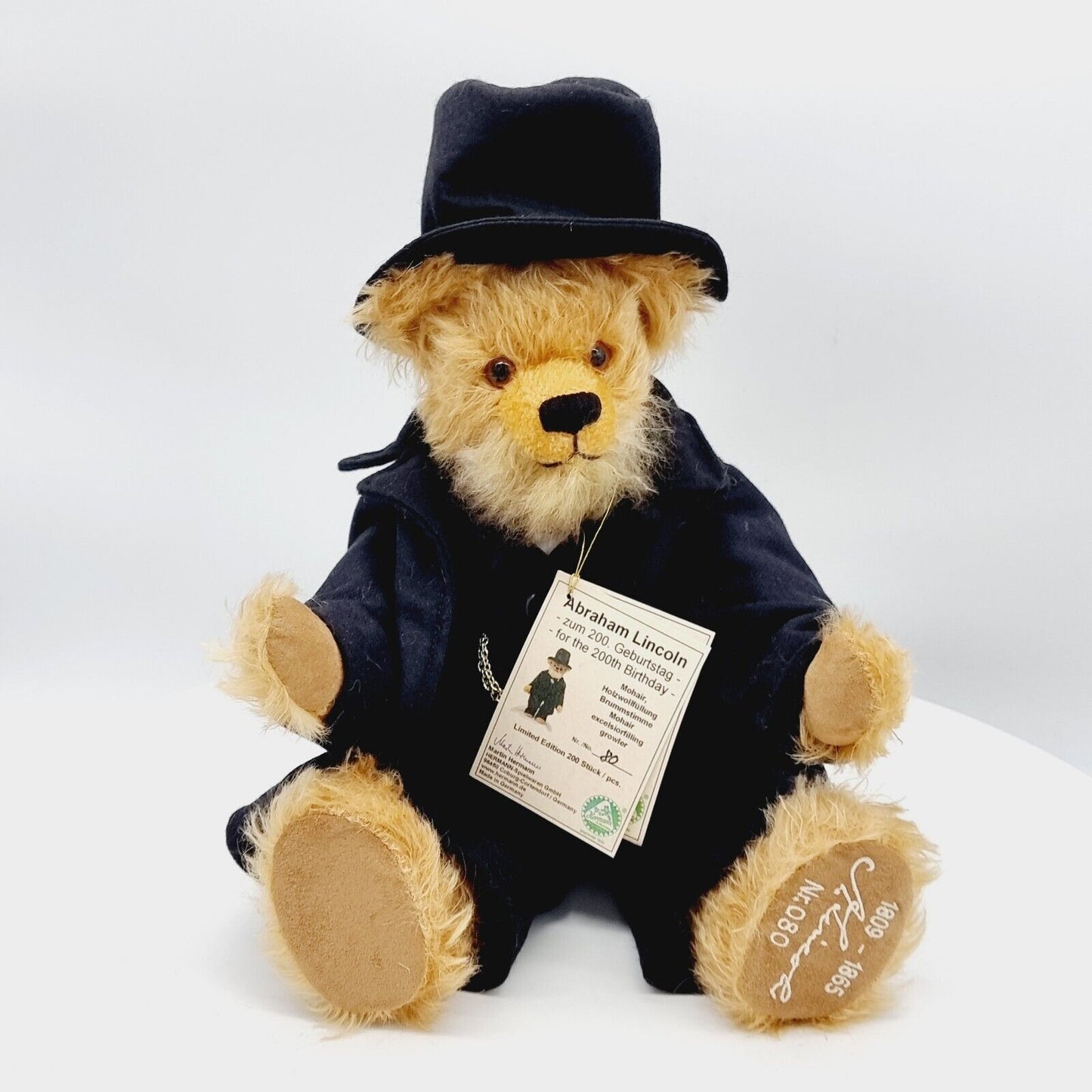 Hermann Coburg 19028-6 Teddybär Abraham Lincoln limitiert 200 40 cm Mohair