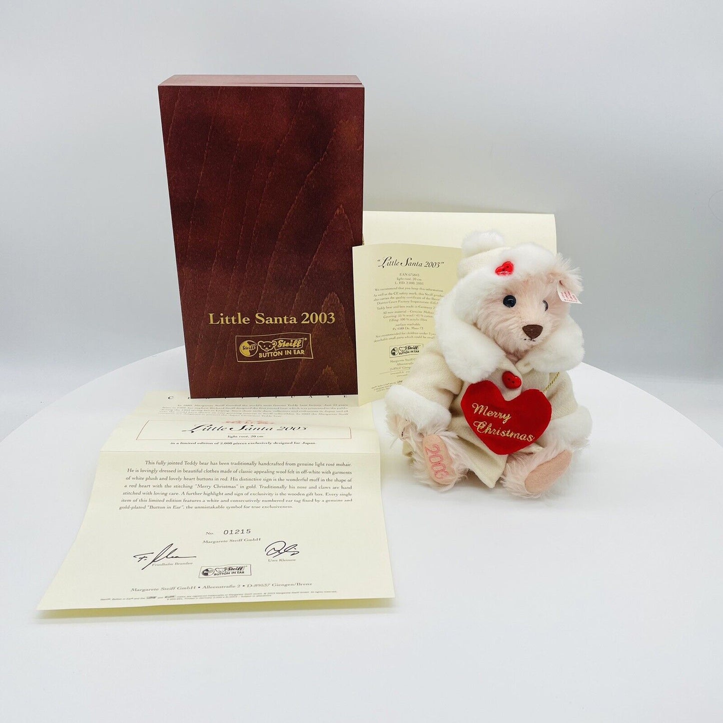 Steiff Teddybär Little Santa 2003 675843 limitiert 2000 aus 2003 20cm Mohair