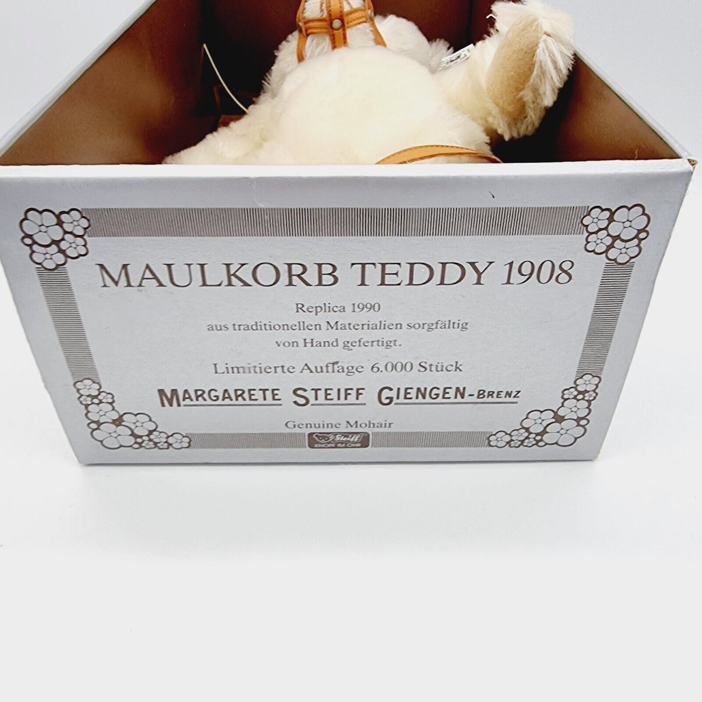 406126 Steiff Maulkorb Teddy 1908 Replika limitiert 35 cm creme