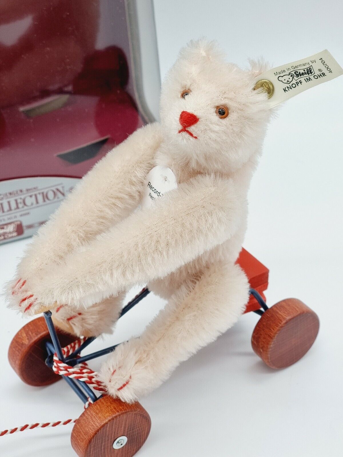 Steiff Record Teddybr auf Rdern Replica 1913 400704 OVP 20 cm 1991 1992