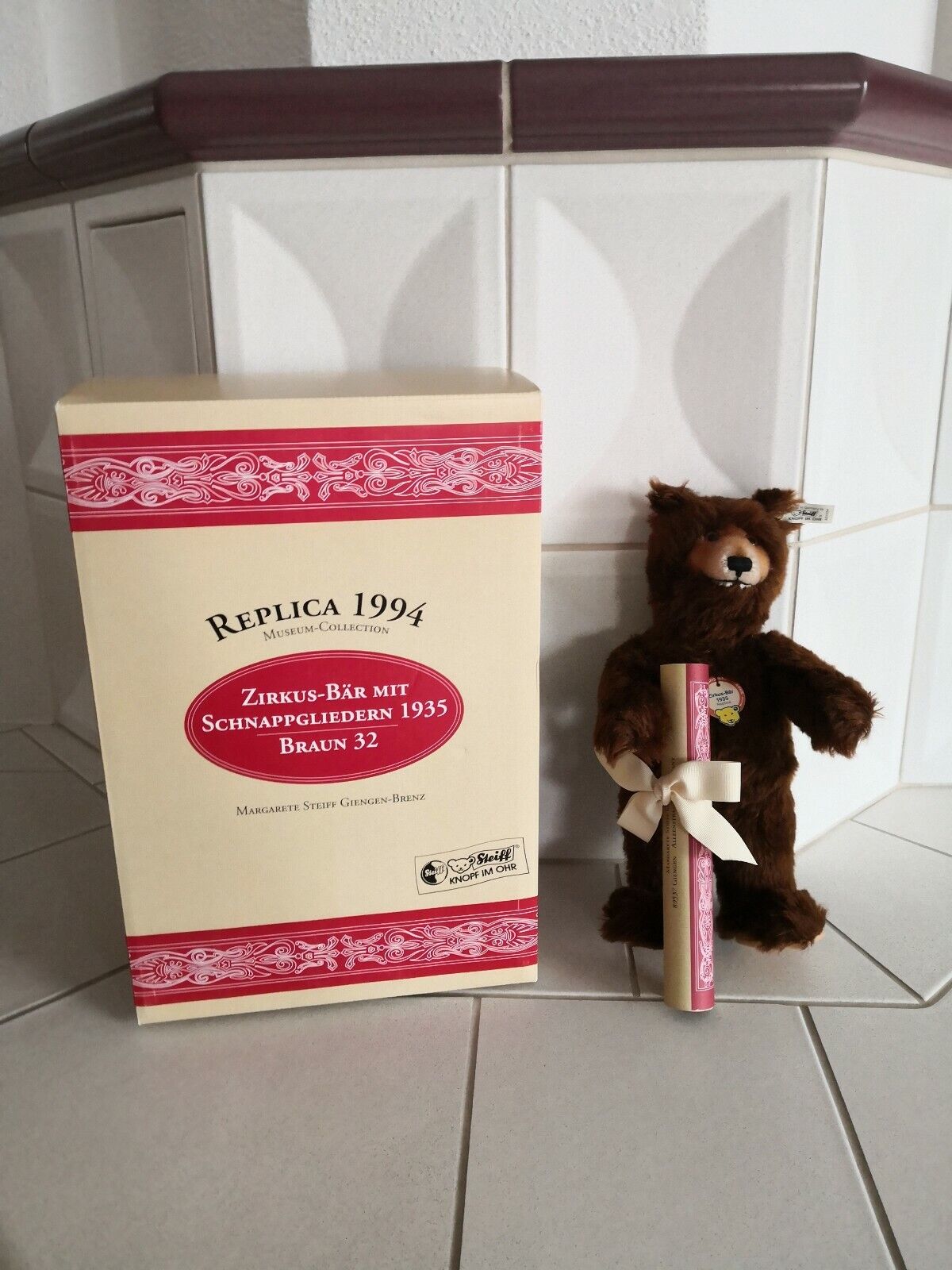 STEIFF Zirkus Bär 1935 Replica Braun 32cm Teddybär Rarität OVP Zertifikat 401534