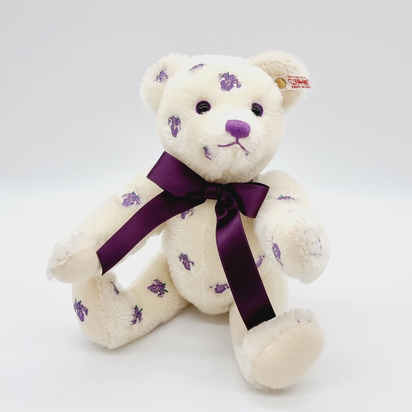 Steiff Iris Teddybär EAN 682384 Blumenbestickung 33 cm Mohair imitiert