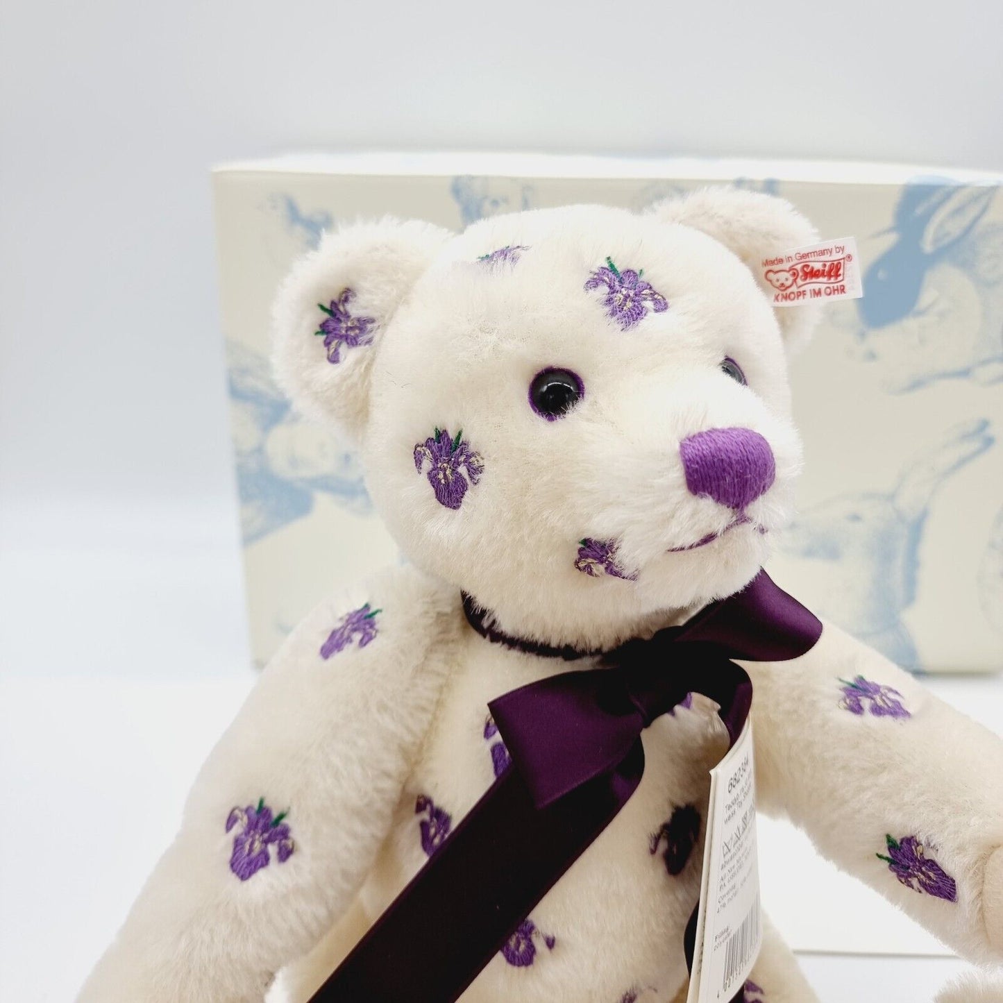 Steiff Iris Teddybär EAN 682384 Blumenbestickung 33 cm Mohair imitiert