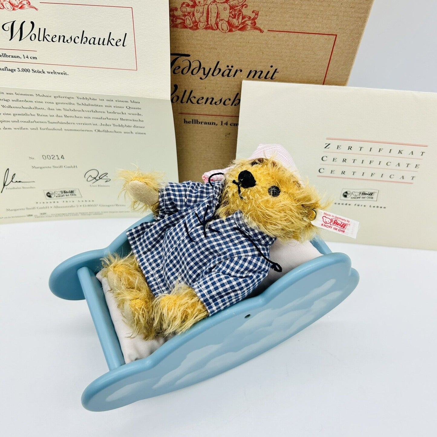Steiff 037948 Teddybär mit Wolkenschaukel limitiert 3000 aus 2002 14 cm
