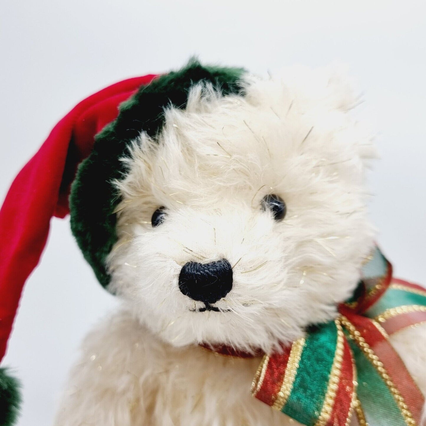 Teddy Hermann Weihnachtsteddybär mit Aufziehspielwerk weiß-gold 34 cm
