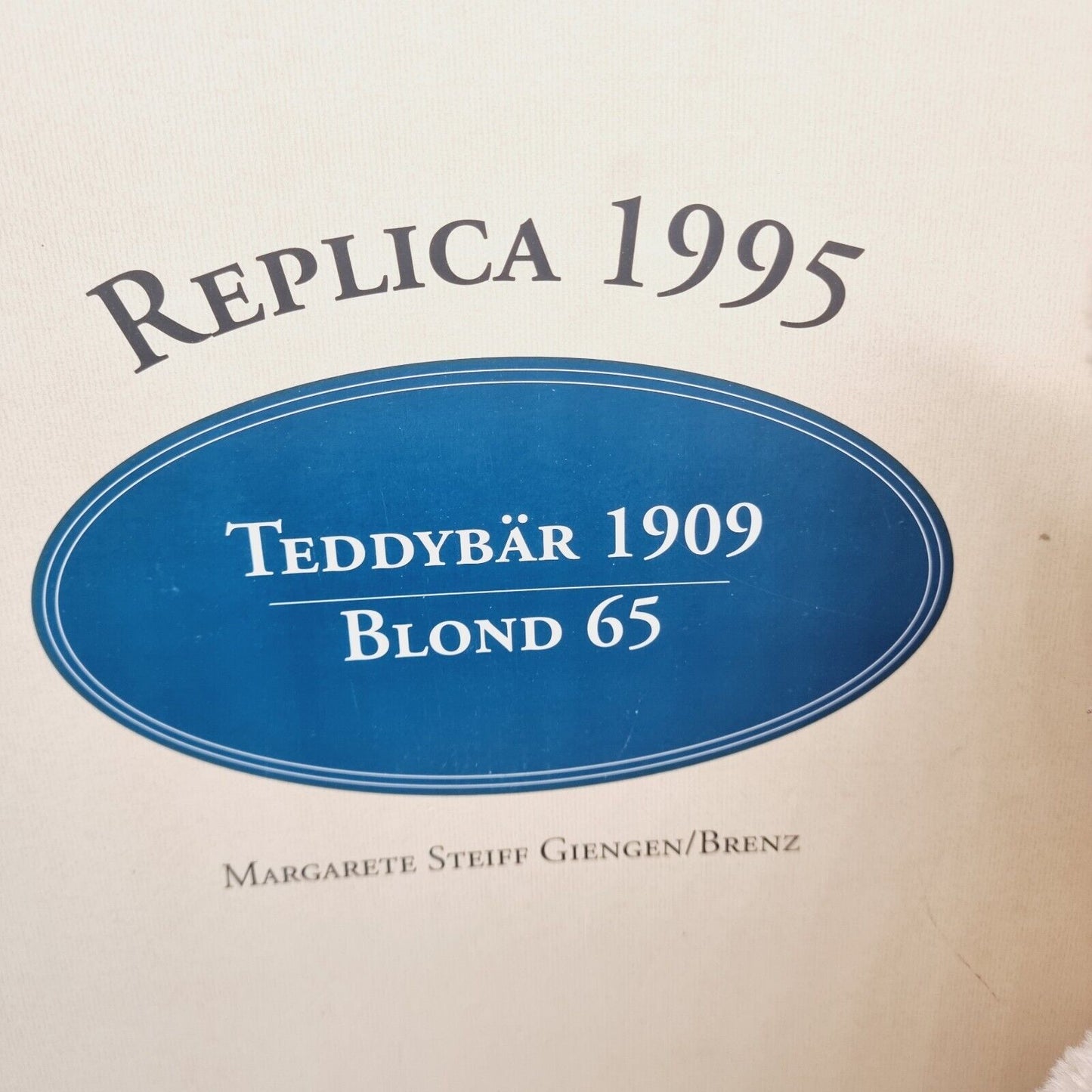 Steiff 406058 Teddybär 1909 blond 65cm limitiert 5000 Replica 1995 Zertifikat