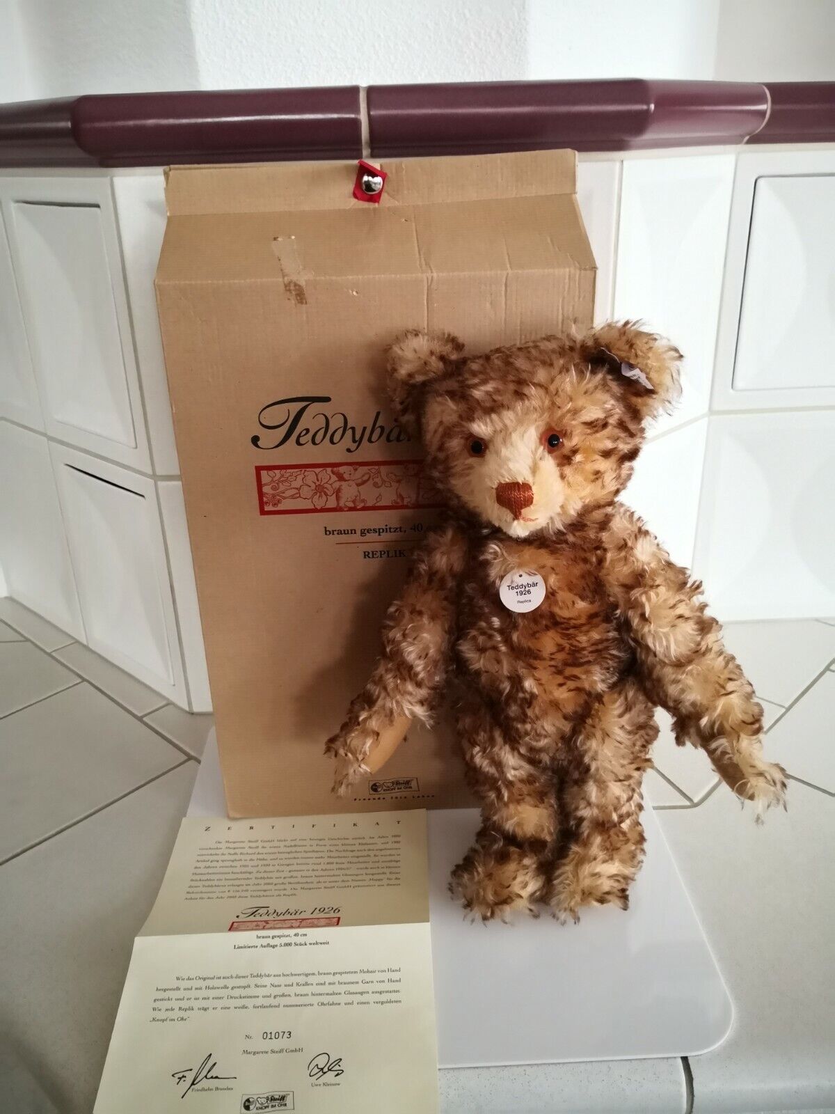 Steiff Teddybär 1926 braun gespitzt, 40 cm, Replik, 407246, limitierte Auflage
