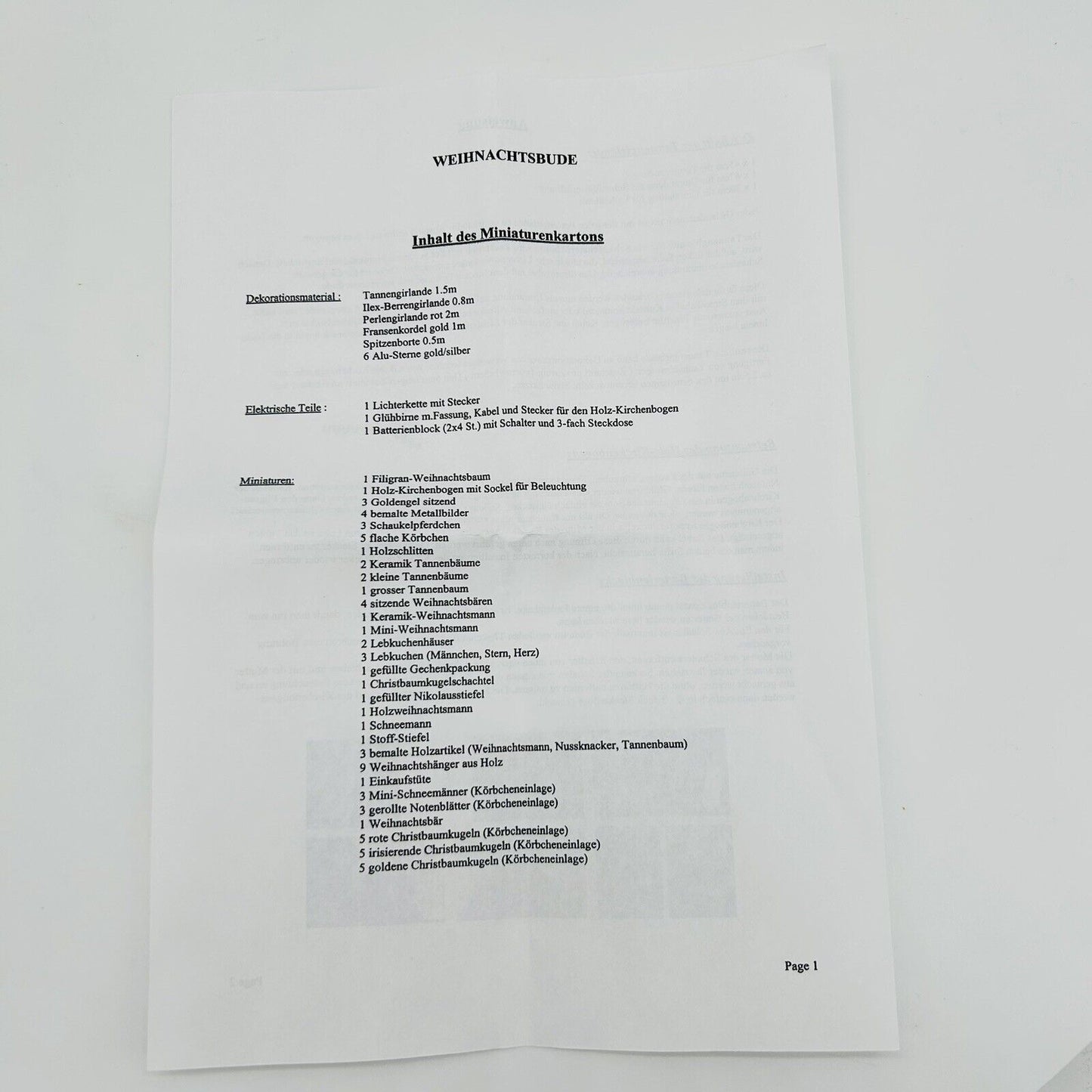 Steiff Miniatur Ergänzungsset aus Steiff Christkindlsmarkt-Stand Zertifikat