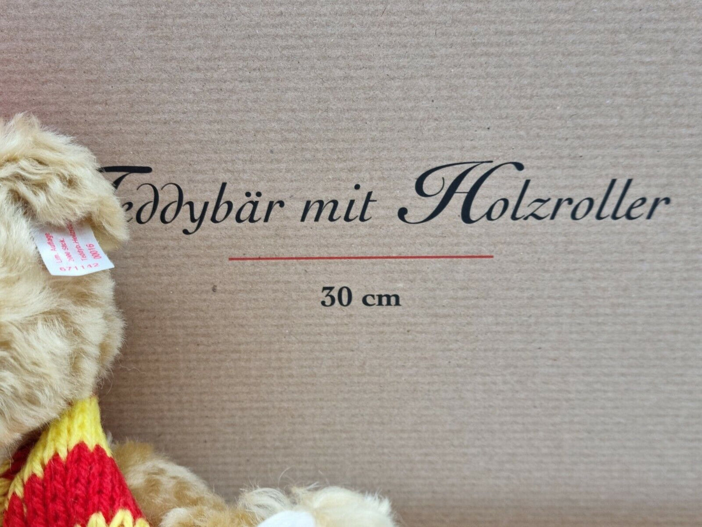 SAMMLER: Steiff 671142 "Teddybär mit Holzroller" neuwertig in OVP
