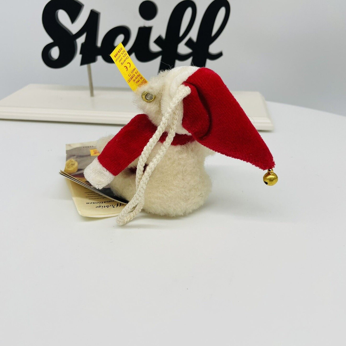 Steiff Anhängerteddy mit Weihnachtsmütze 028366 8cm Mohair