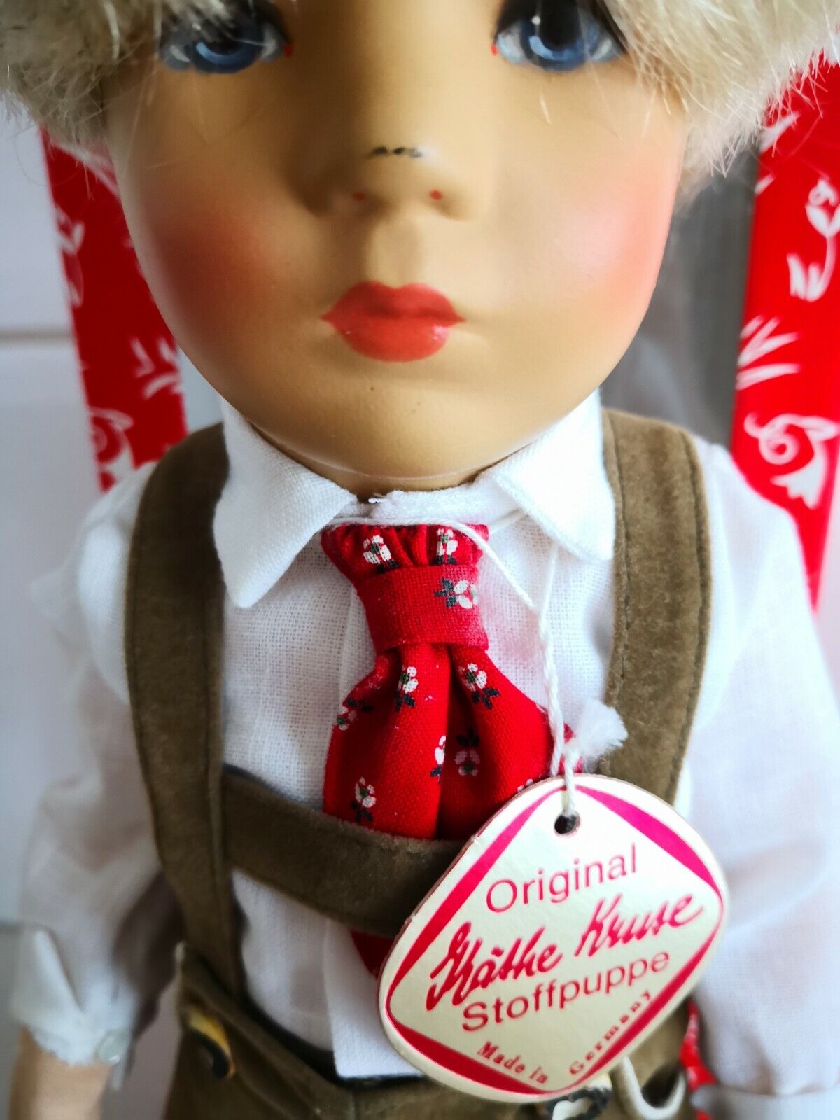 Käthe Kruse Puppe IX Fritzel blond 35 cm aus 1986 Donauwörth Lederschuhe
