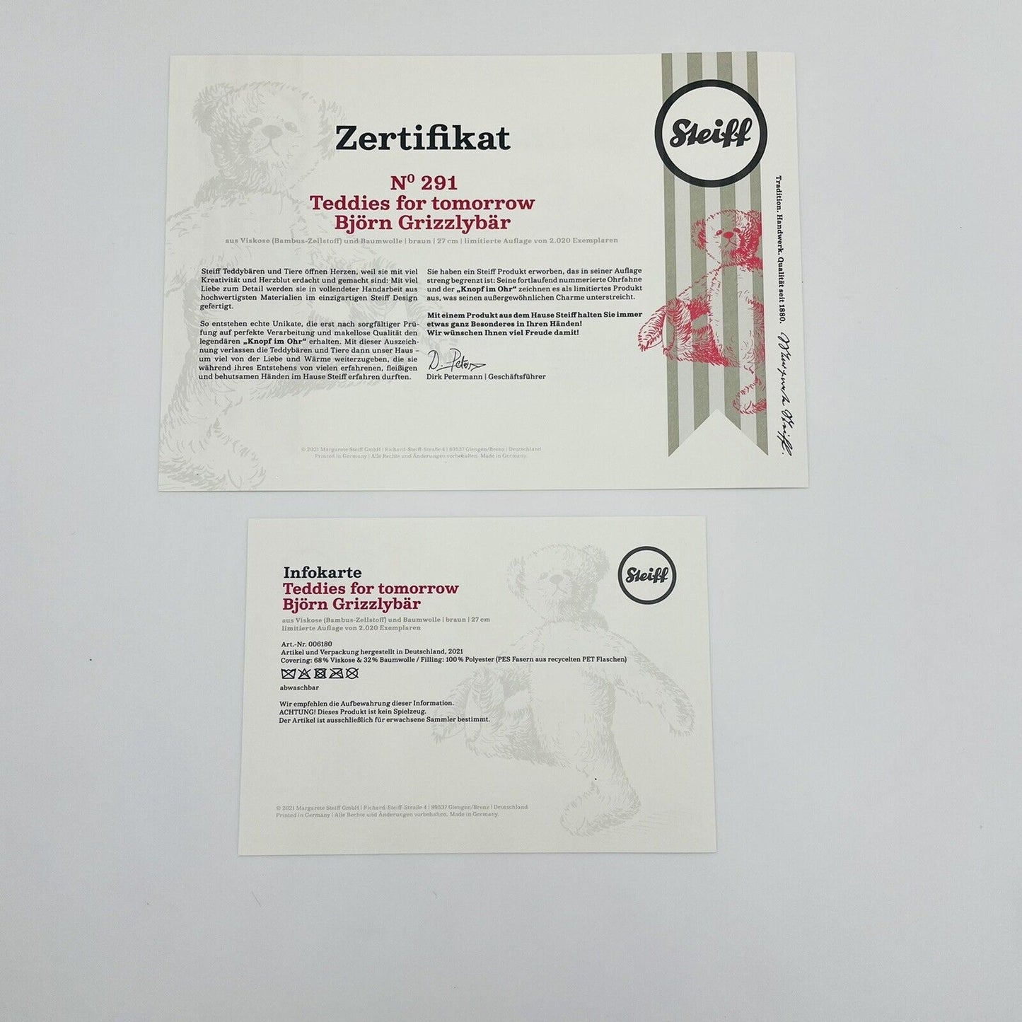 Steiff Björn Grizzly 006180 limitiert 2020 aus 2020 27cm Plüsch