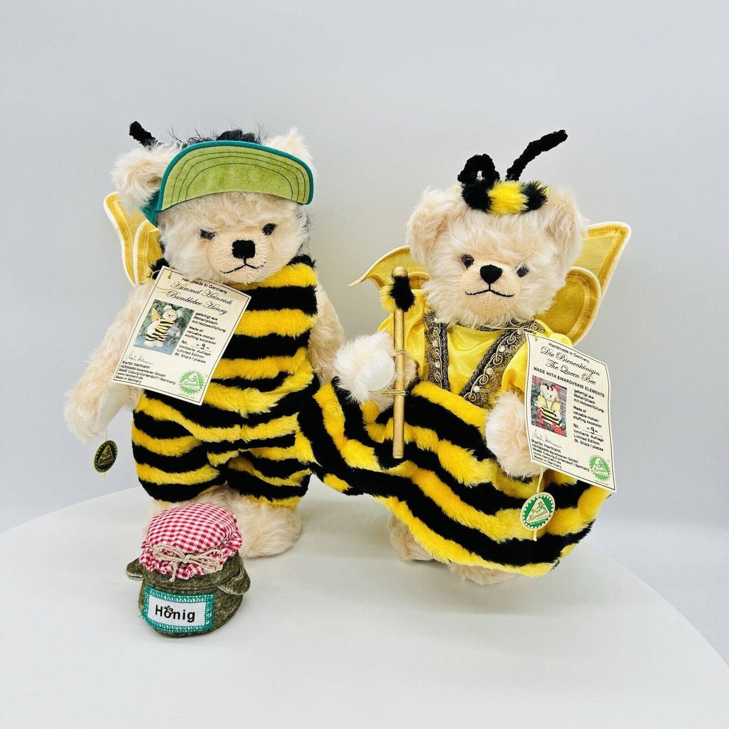 Set Hermann Coburg Bienenkönigin und Hummel Heinrich limitiert 50 32 cm Mohair