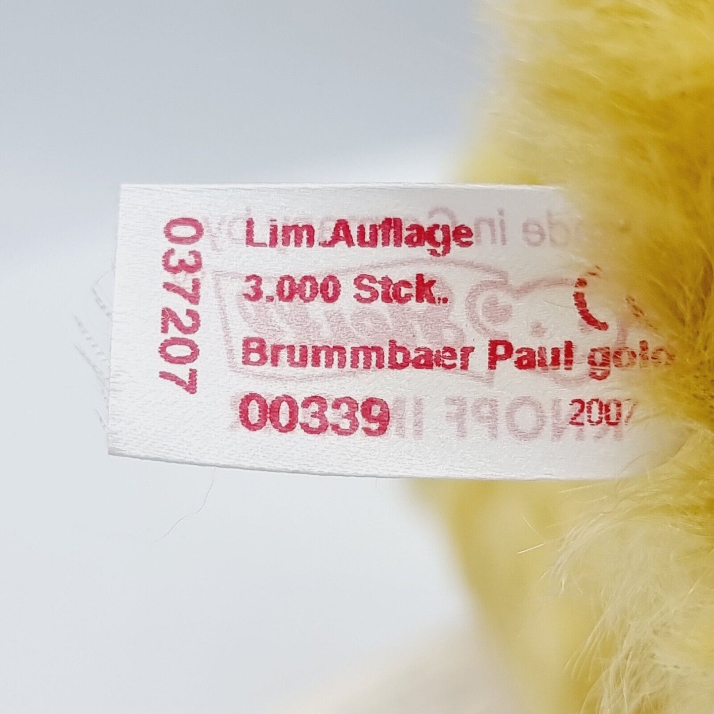 Steiff Paul der Brummbär 28 cm limitiert 3000 Jahr 2007 rote Schleife Zertifikat