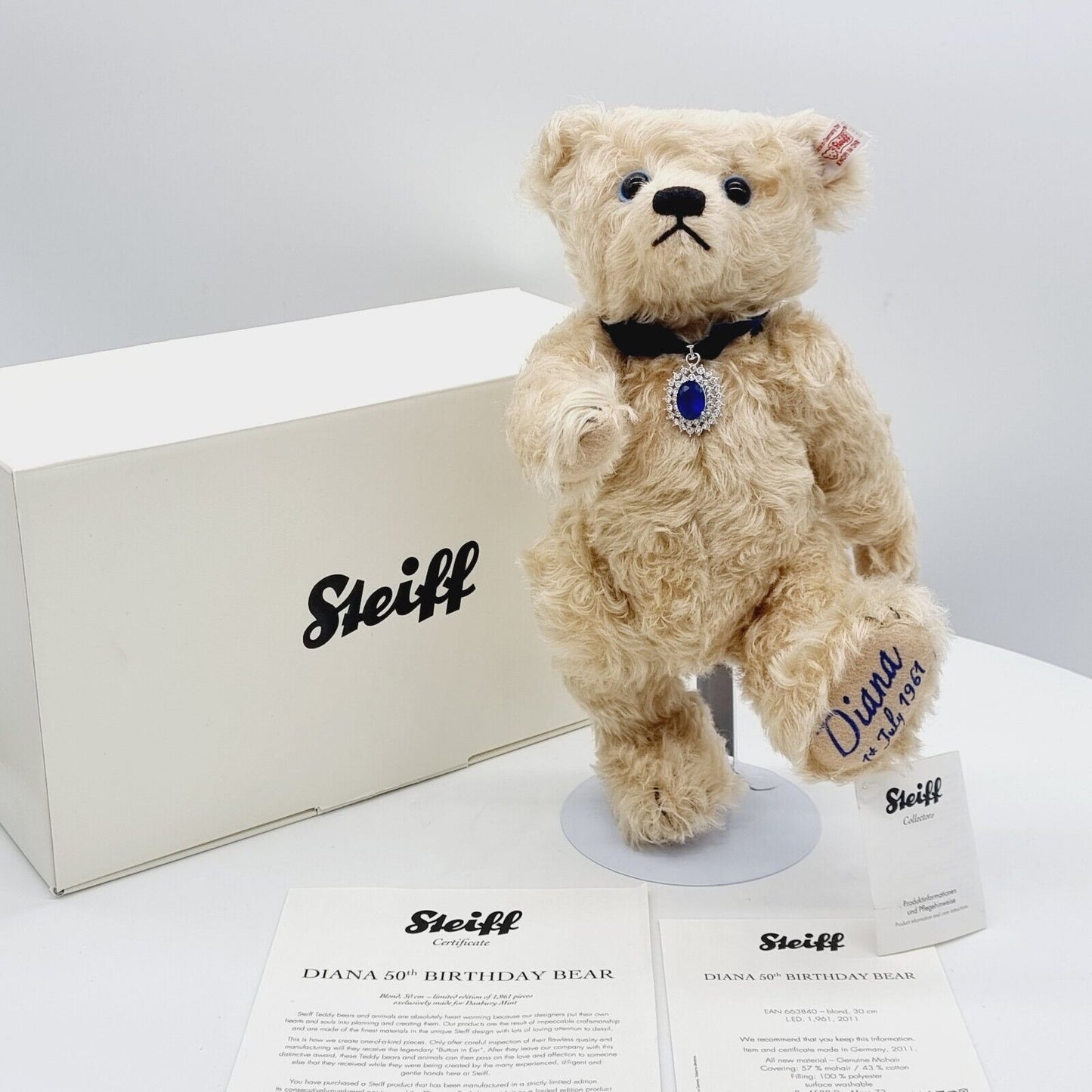 Steiff Danbury Mint 663840 Teddybär Diana limitiert 1961 aus 2011 30cm Mohair