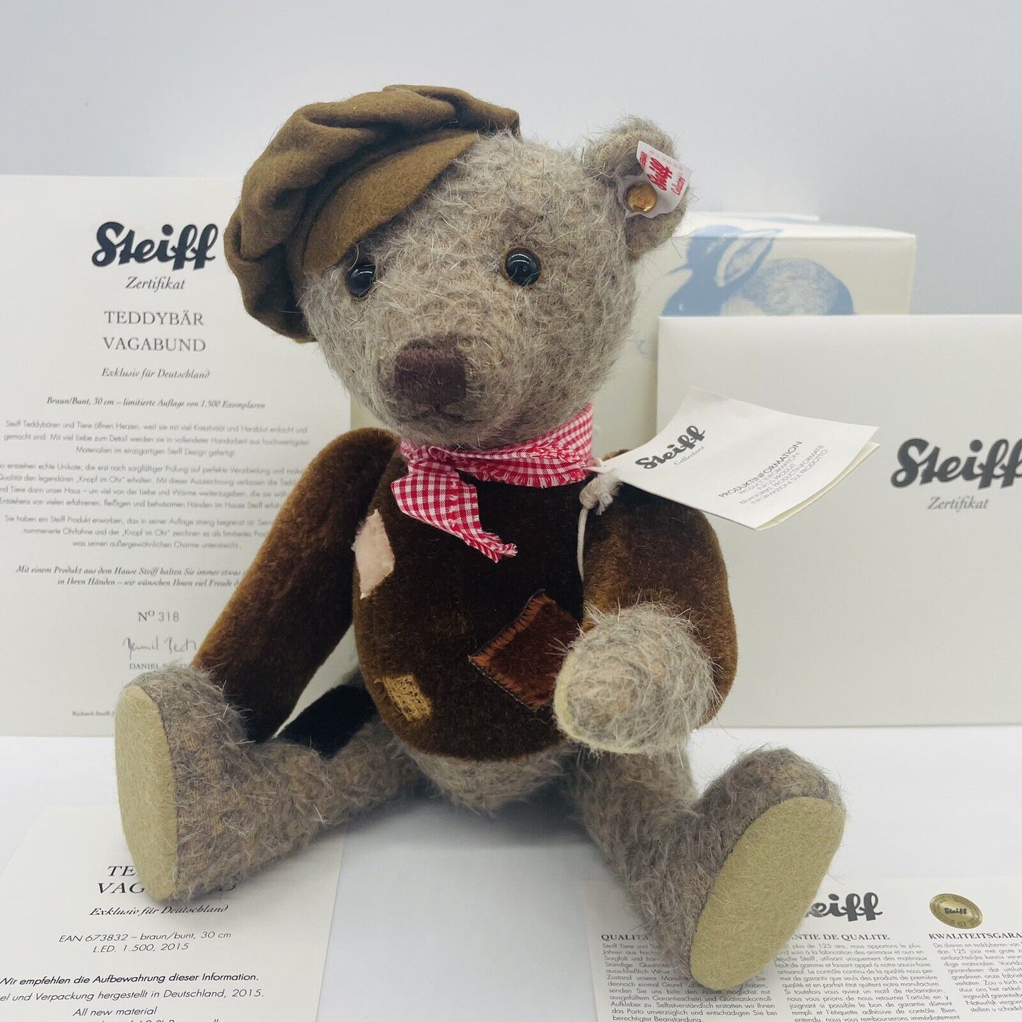 Steiff Teddybär Vagabund 673832 limitiert 1500 aus 2015 30cm Mohair