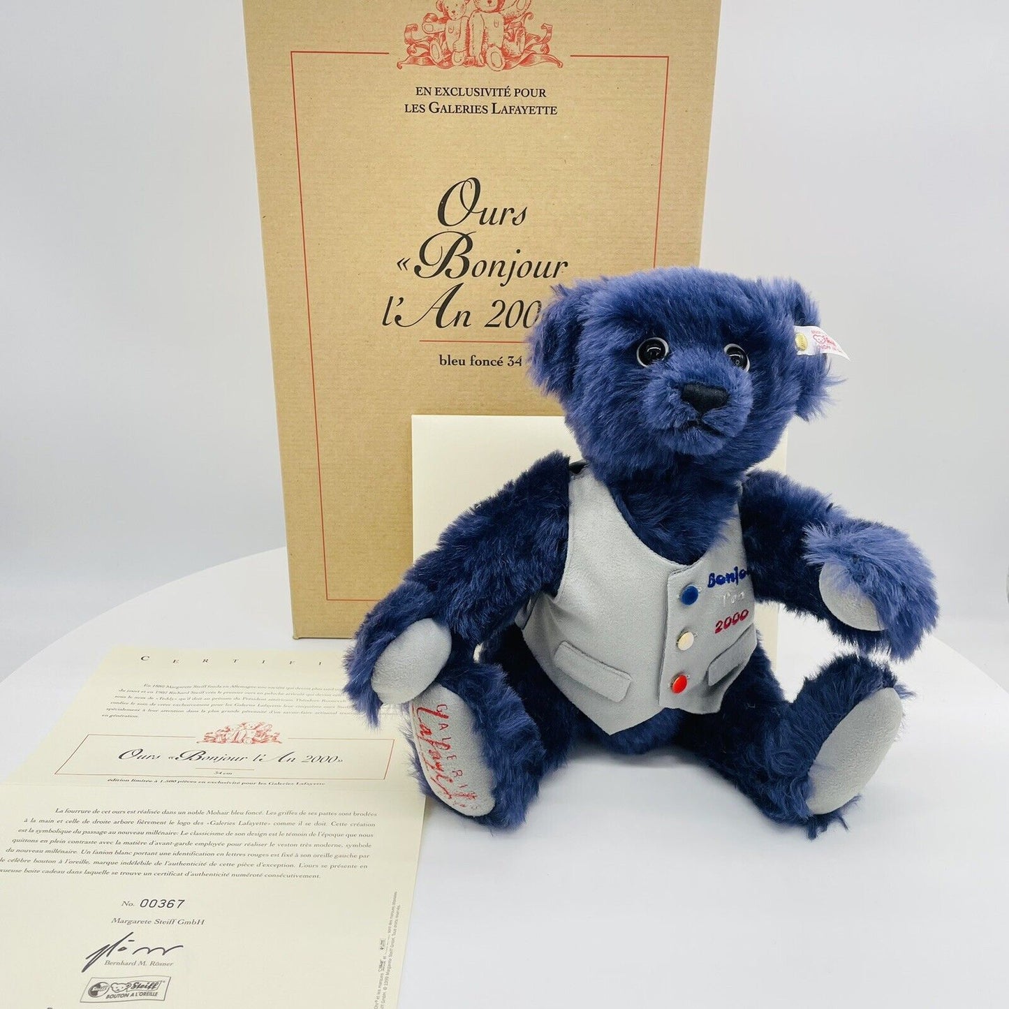 Steiff Teddybär Ours Bonjour l' An 2000 658075 limitiert 1500 aus 1999 34cm