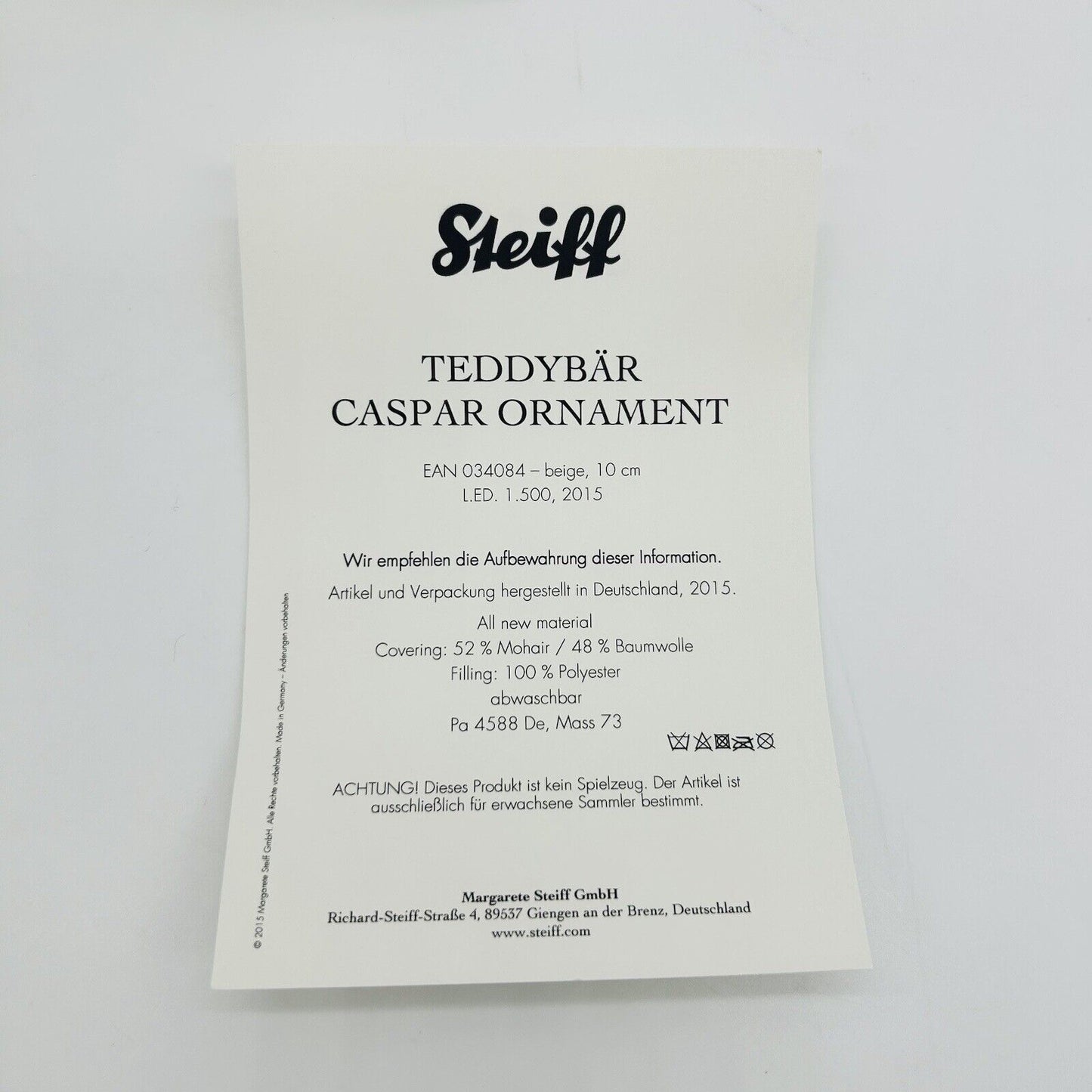 Steiff 034084 Ornament Teddybär Caspar Heilige drei Könige limitiert 1500