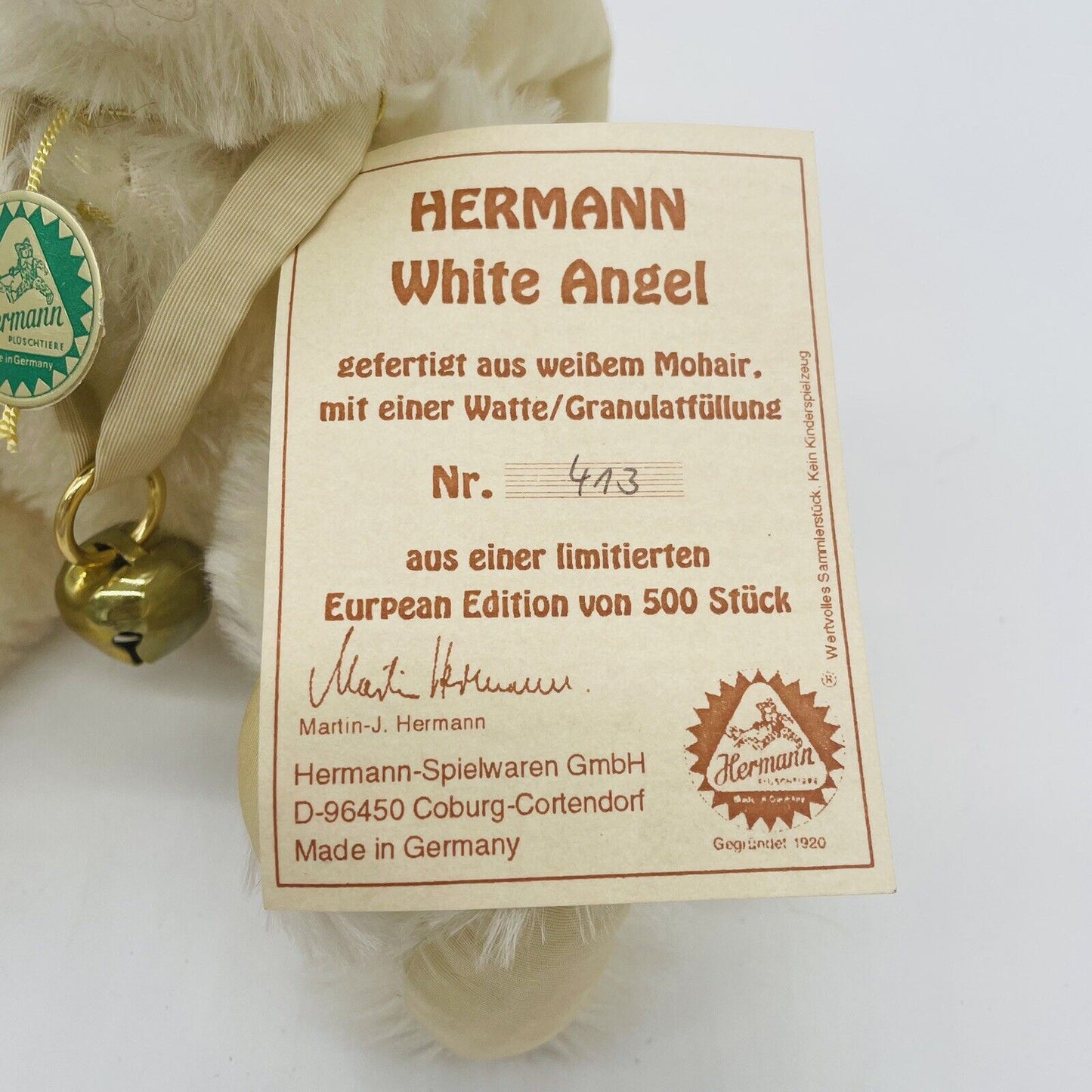 Hermann Coburg White Angel Engel mit Flügeln limitiert 500 mit Glocke